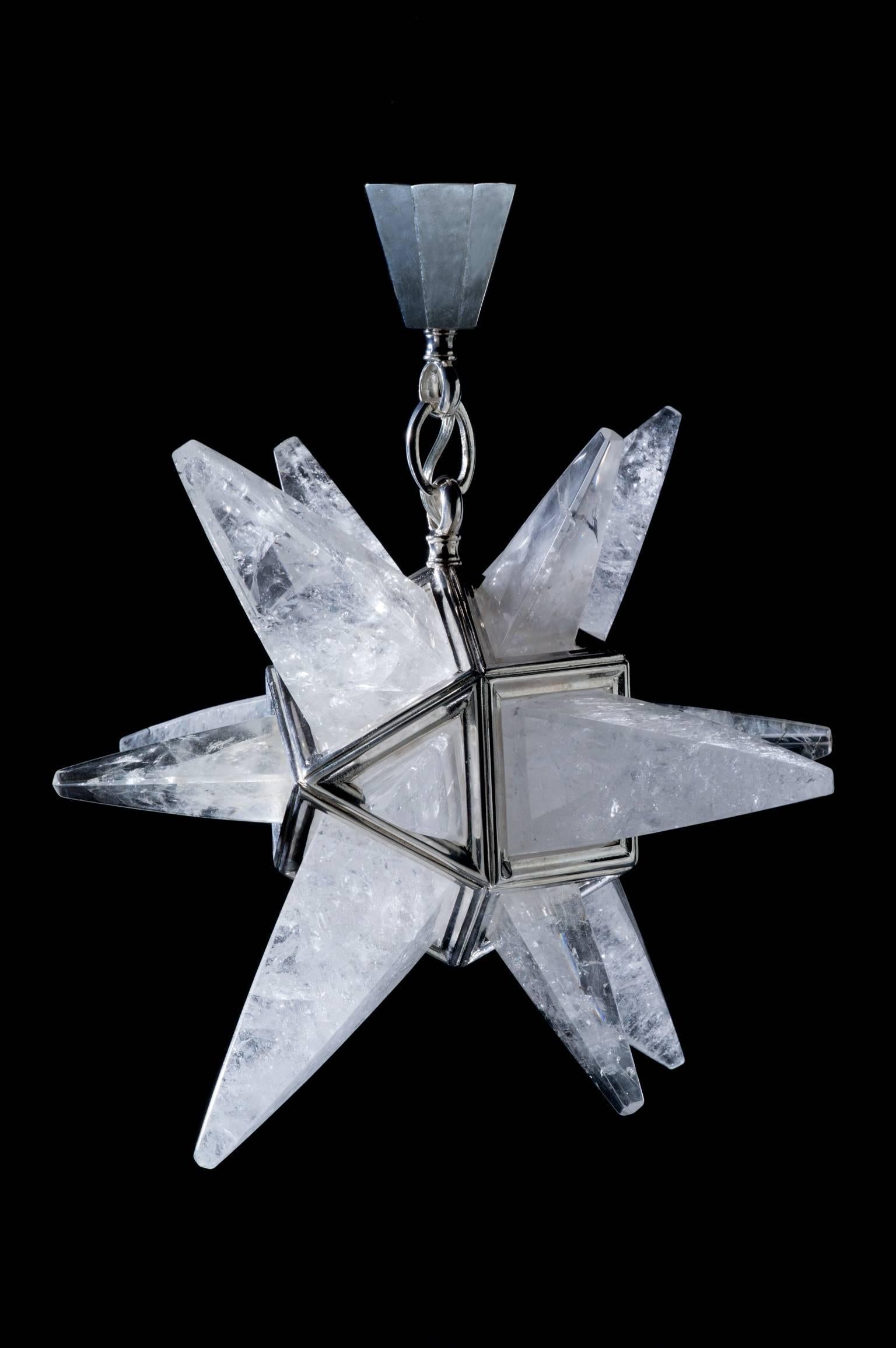 Contemporary Rock Crystal Star II Chandelier by Alexandre Vossion For Sale