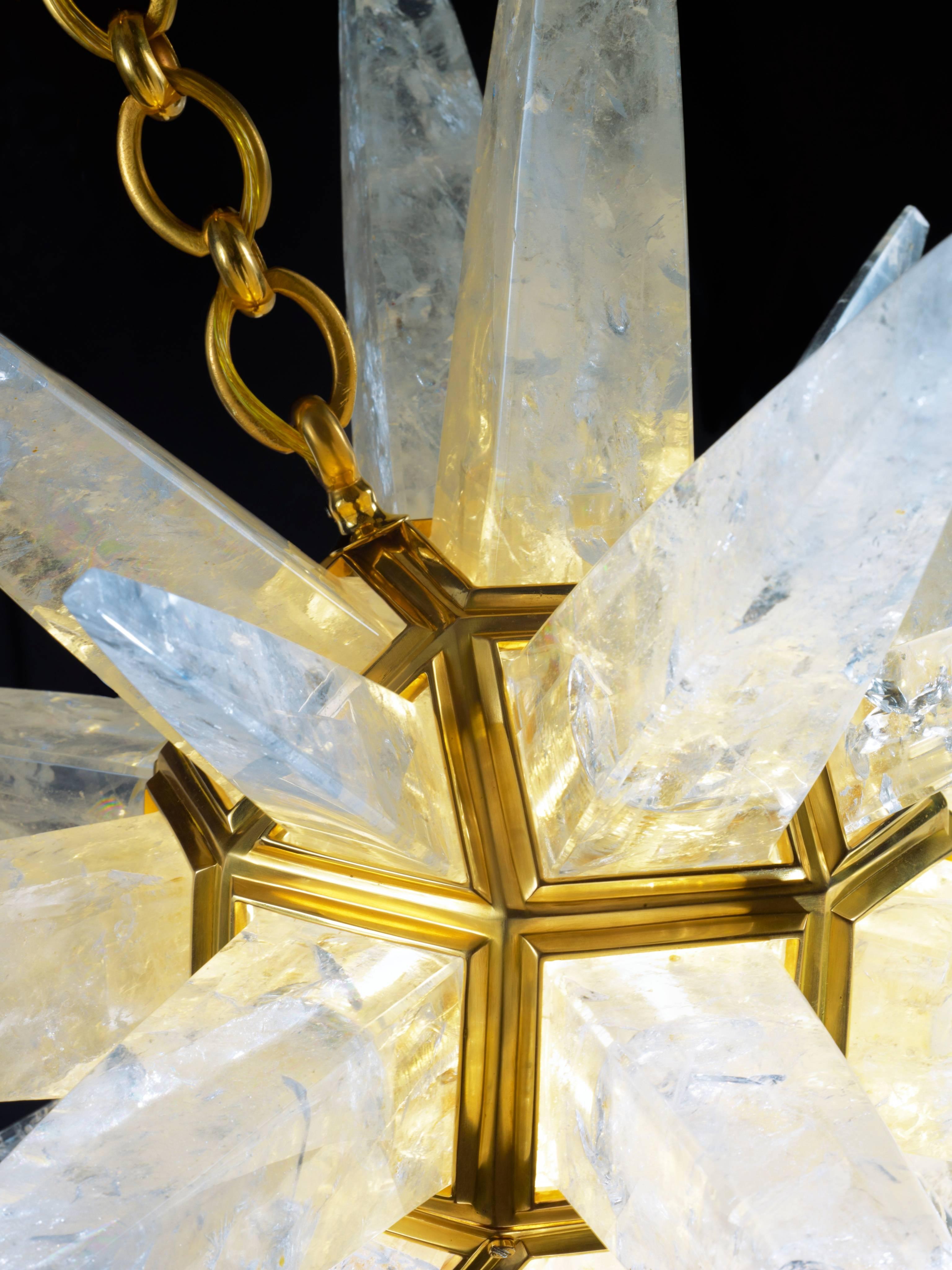 French Rock Crystal Star Chandeliers by Alexandre Vossion For Sale