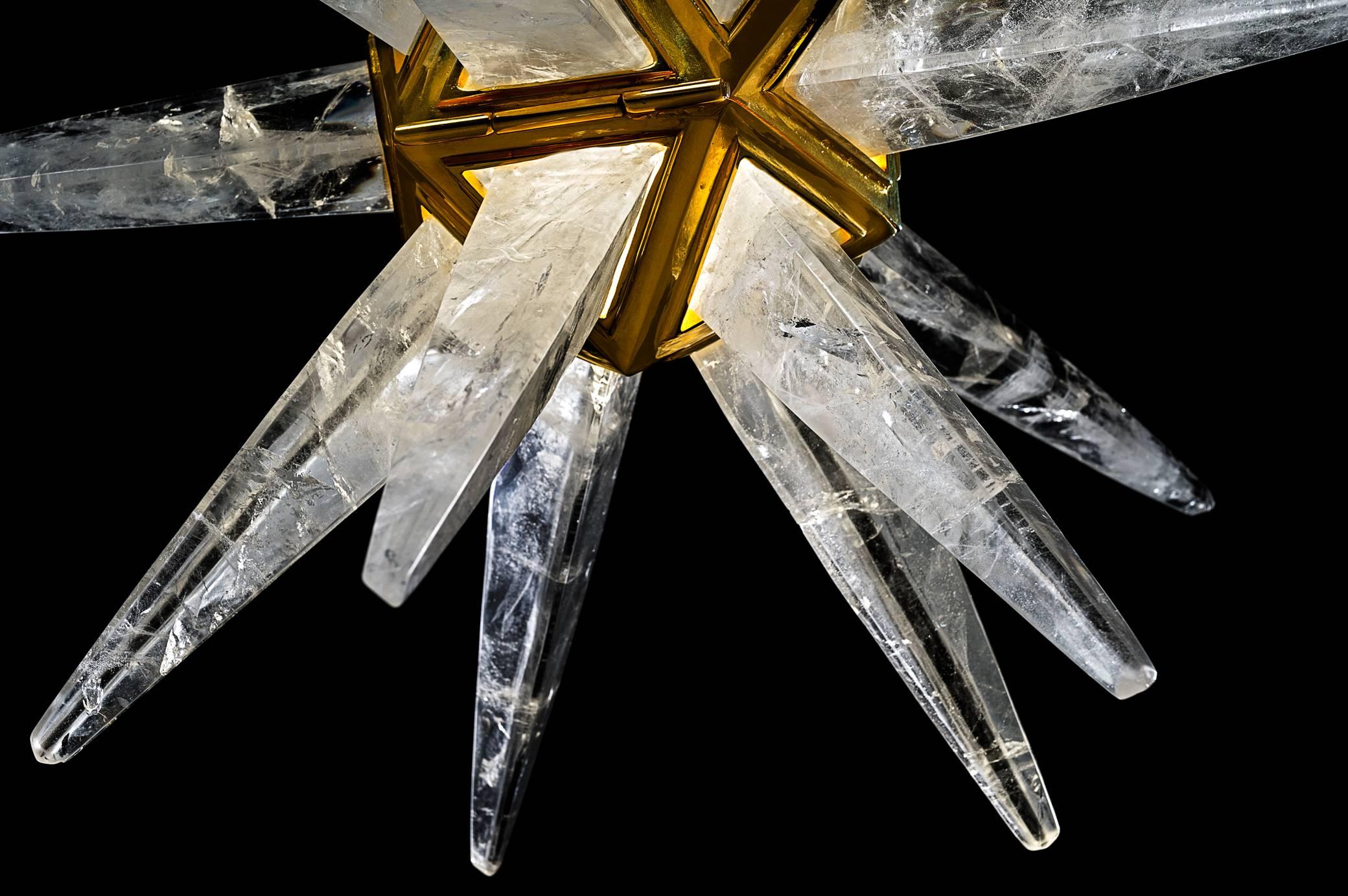 Contemporary Rock Crystal Star Chandeliers by Alexandre Vossion For Sale