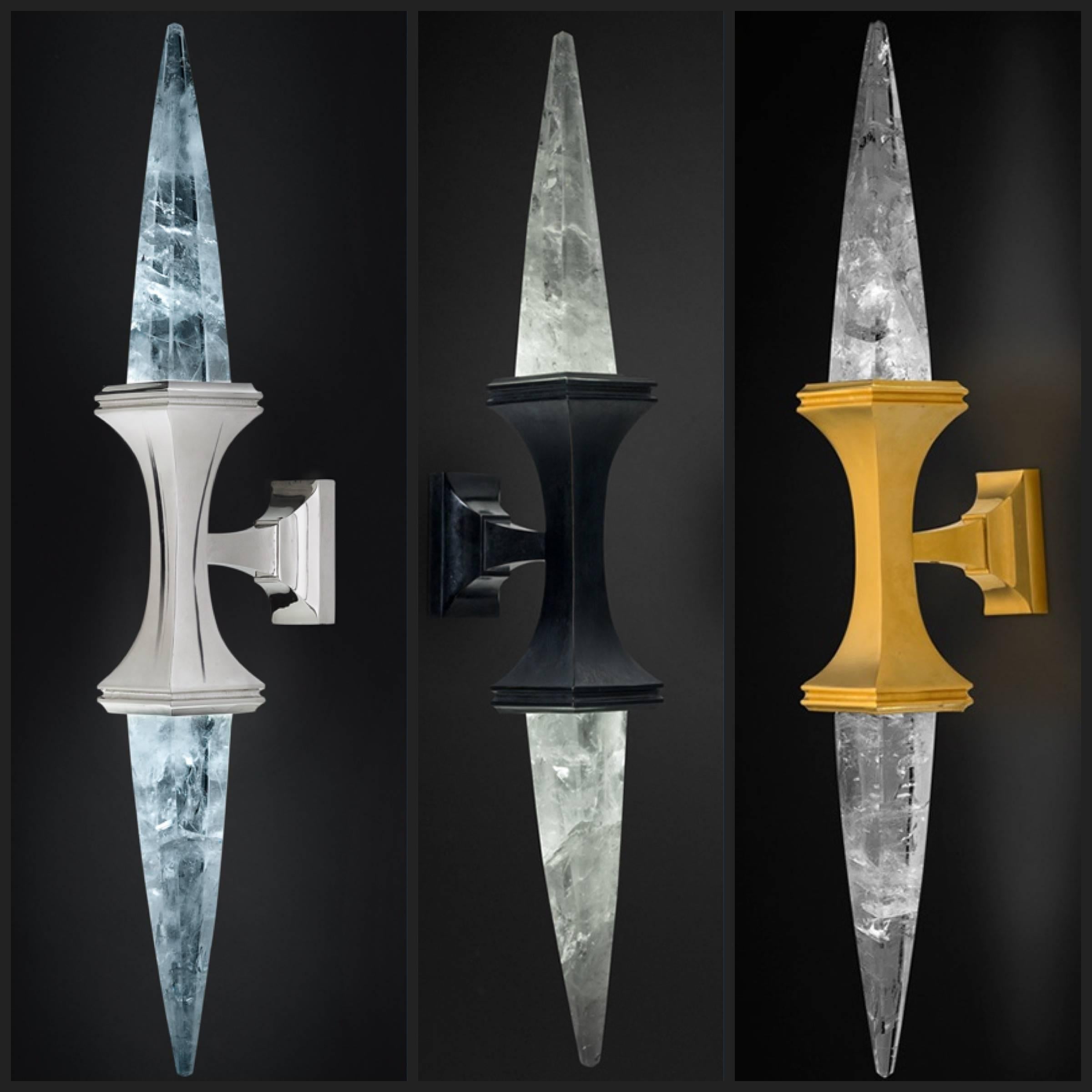 Contemporary Rock Crystal Wall Sconces by Alexandre Vossion For Sale