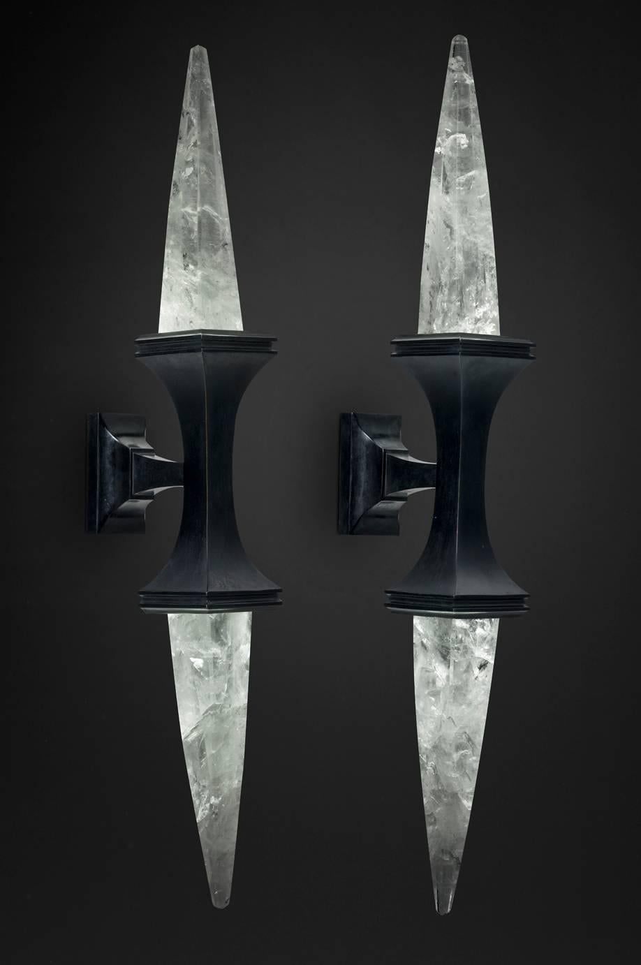 Rock Crystal Wall Sconces by Alexandre Vossion In New Condition For Sale In SAINT-OUEN, FR