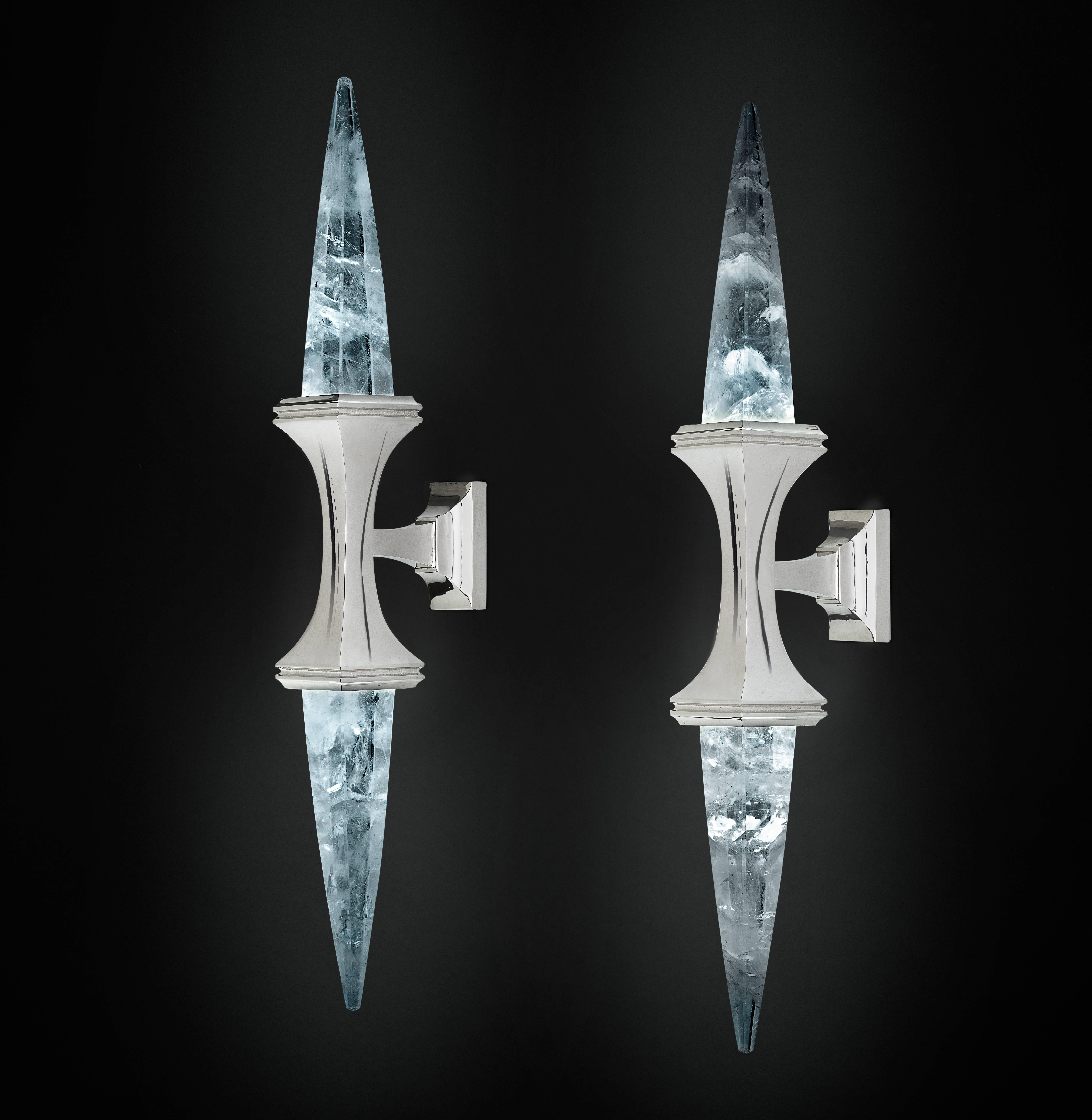 Rock Crystal Wall Sconces by Alexandre Vossion For Sale 1