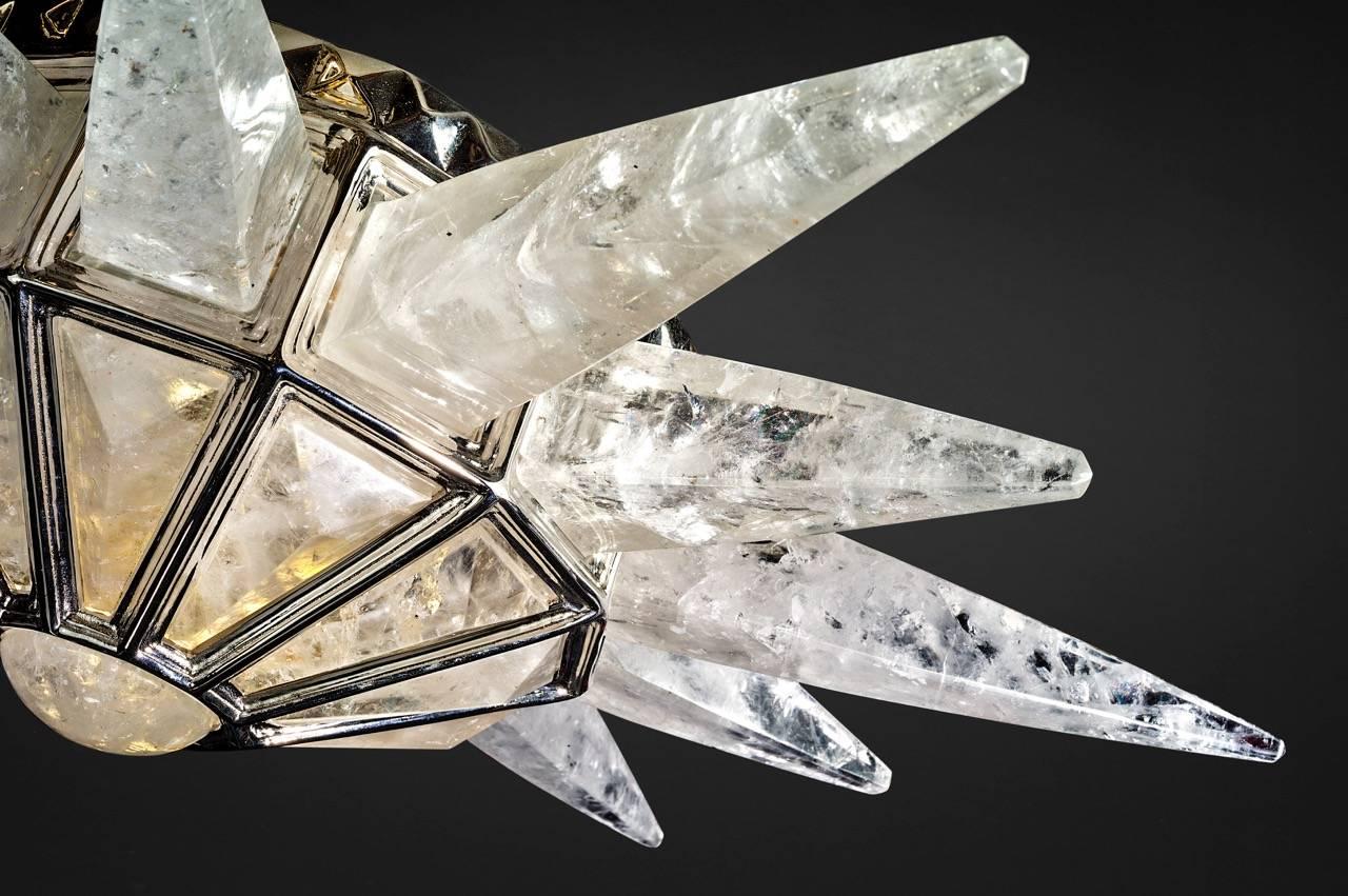 Rock Crystal Chandelier Sunshine II by Alexandre Vossion In New Condition For Sale In SAINT-OUEN, FR