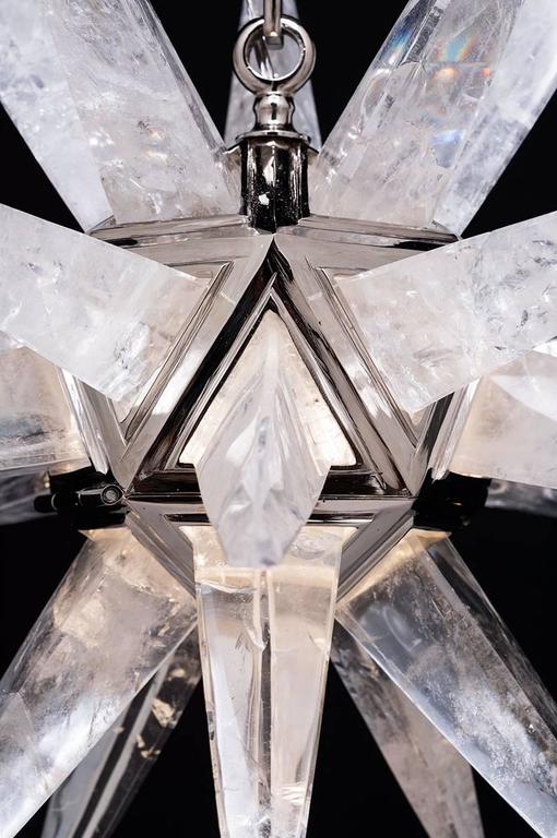 French Rock Crystal Star III Chandelier by Alexandre Vossion For Sale