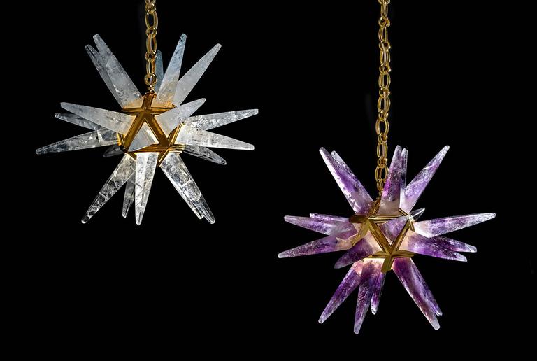 Rock Crystal Star III Chandelier by Alexandre Vossion For Sale 2