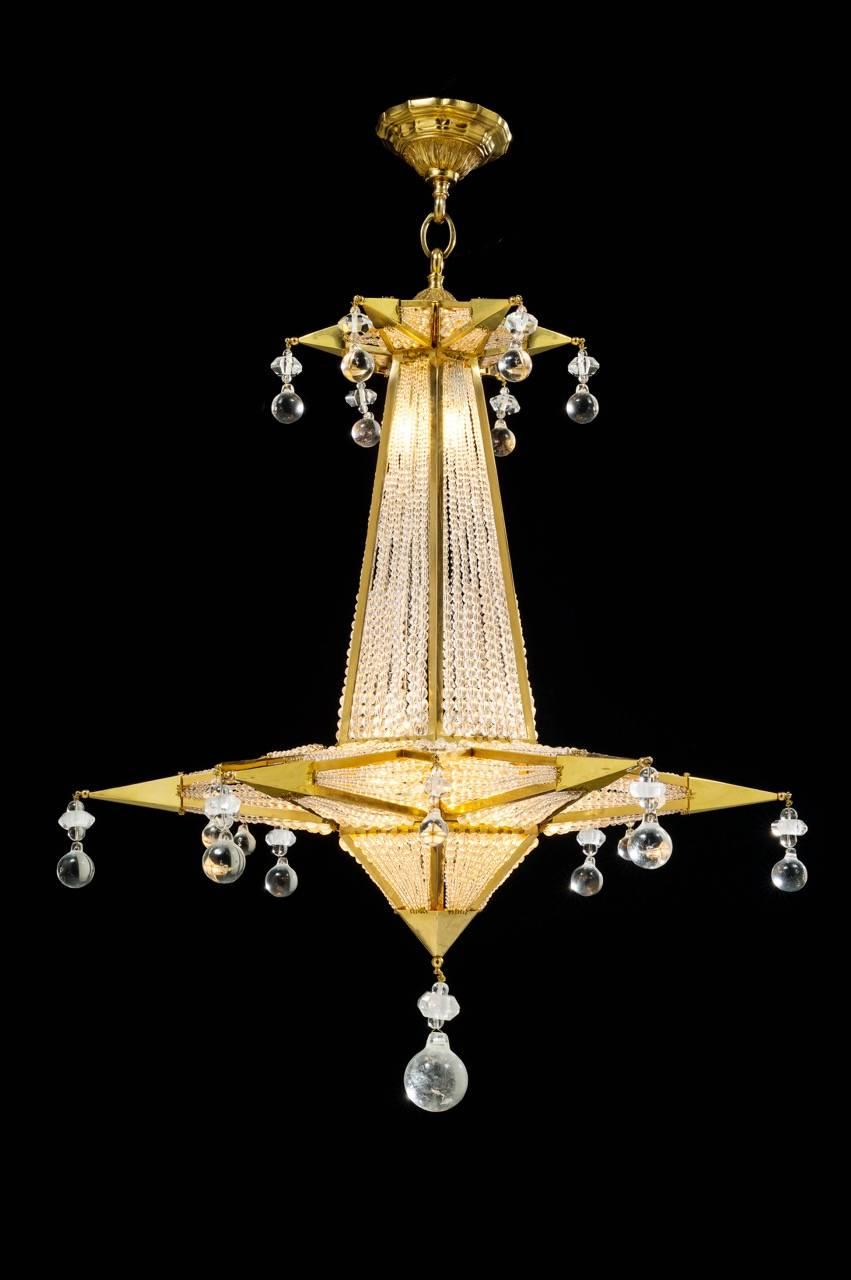 Modern Rock Crystal Chandelier by Alexandre Vossion For Sale