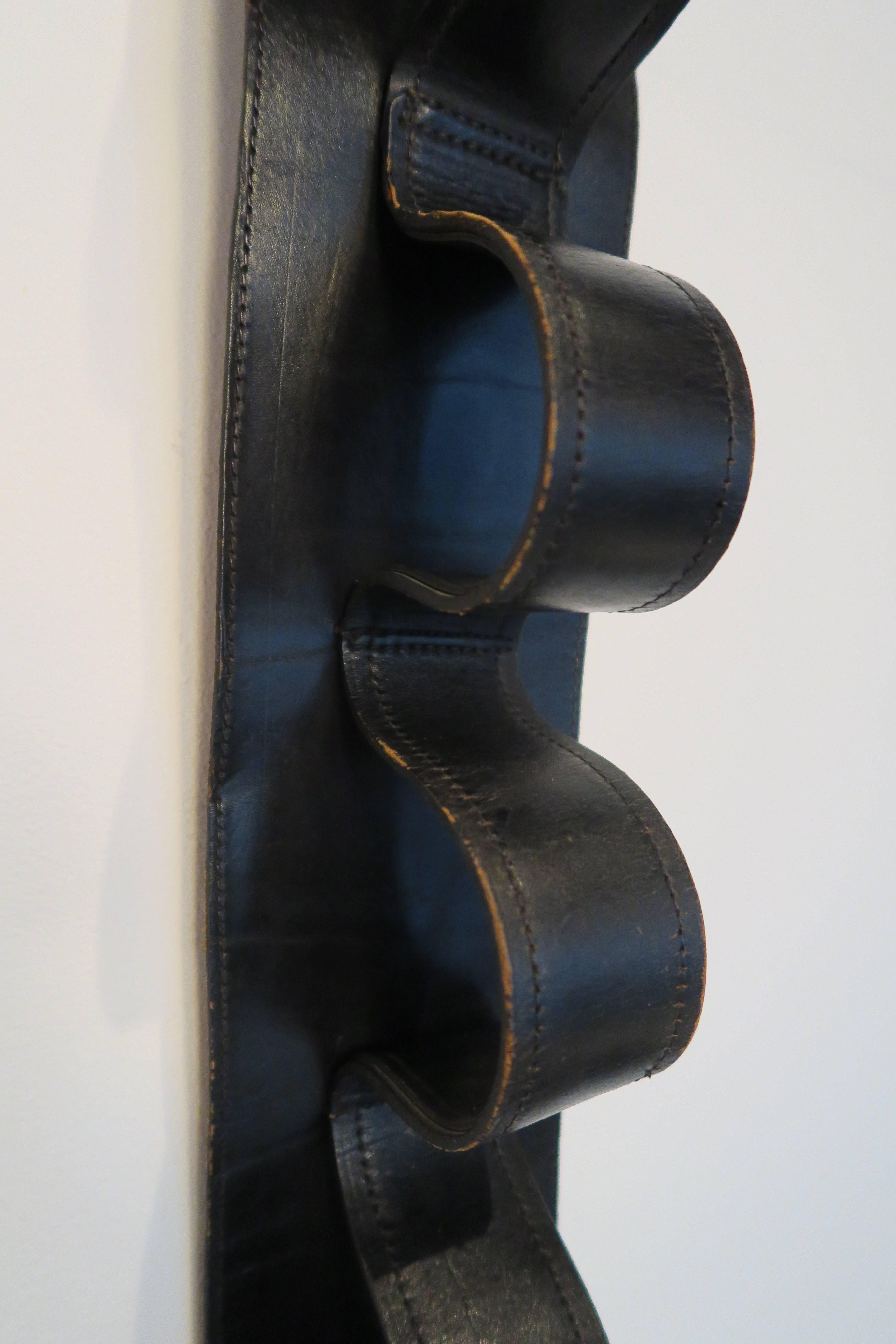 Hand-Crafted 1950 Leather Magazine Holder in Adnet Style, France