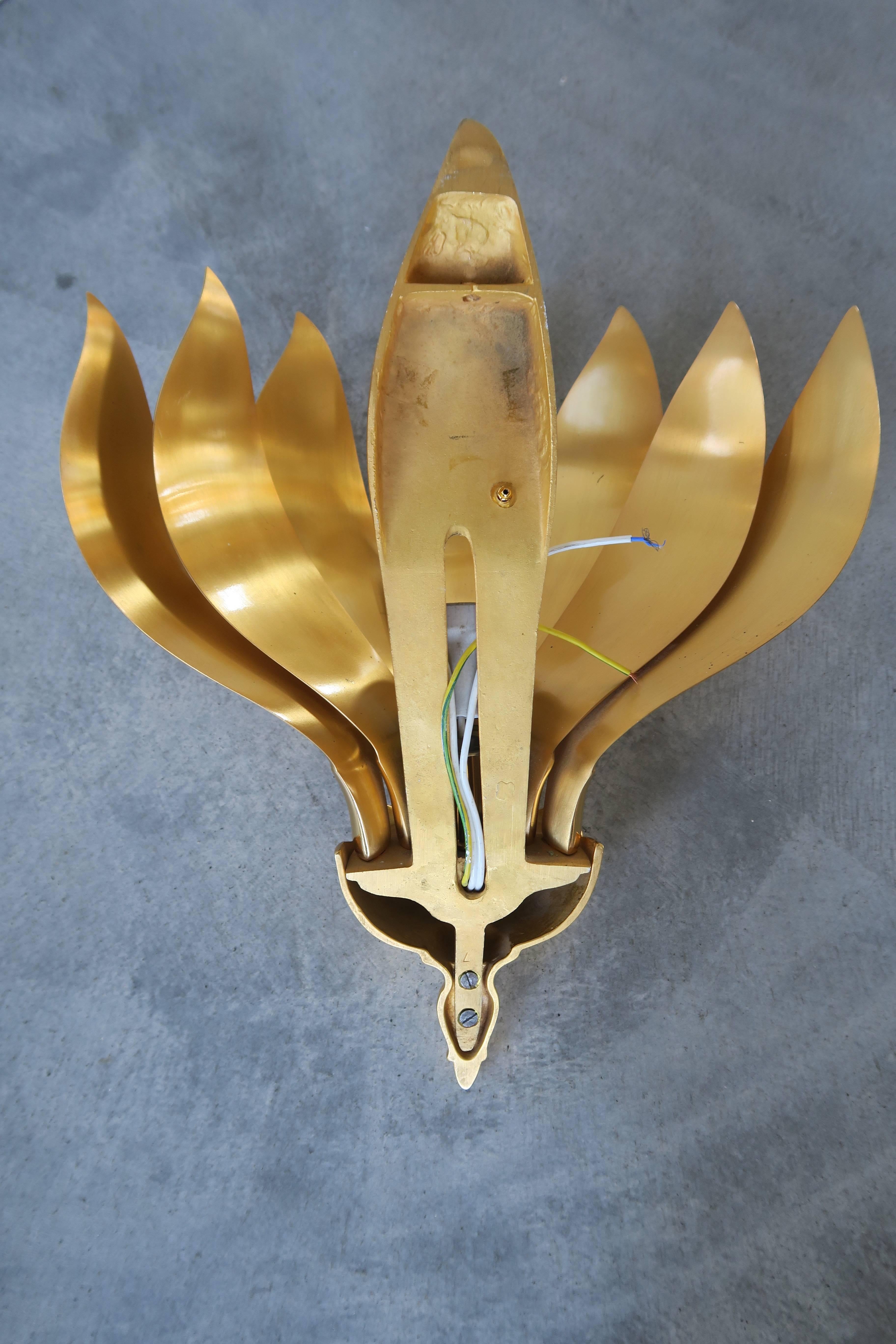 Pair of Wall Lamps, Ananas Bronze Wall Lamps Lumi, 1970 In Excellent Condition For Sale In Brussels, BE