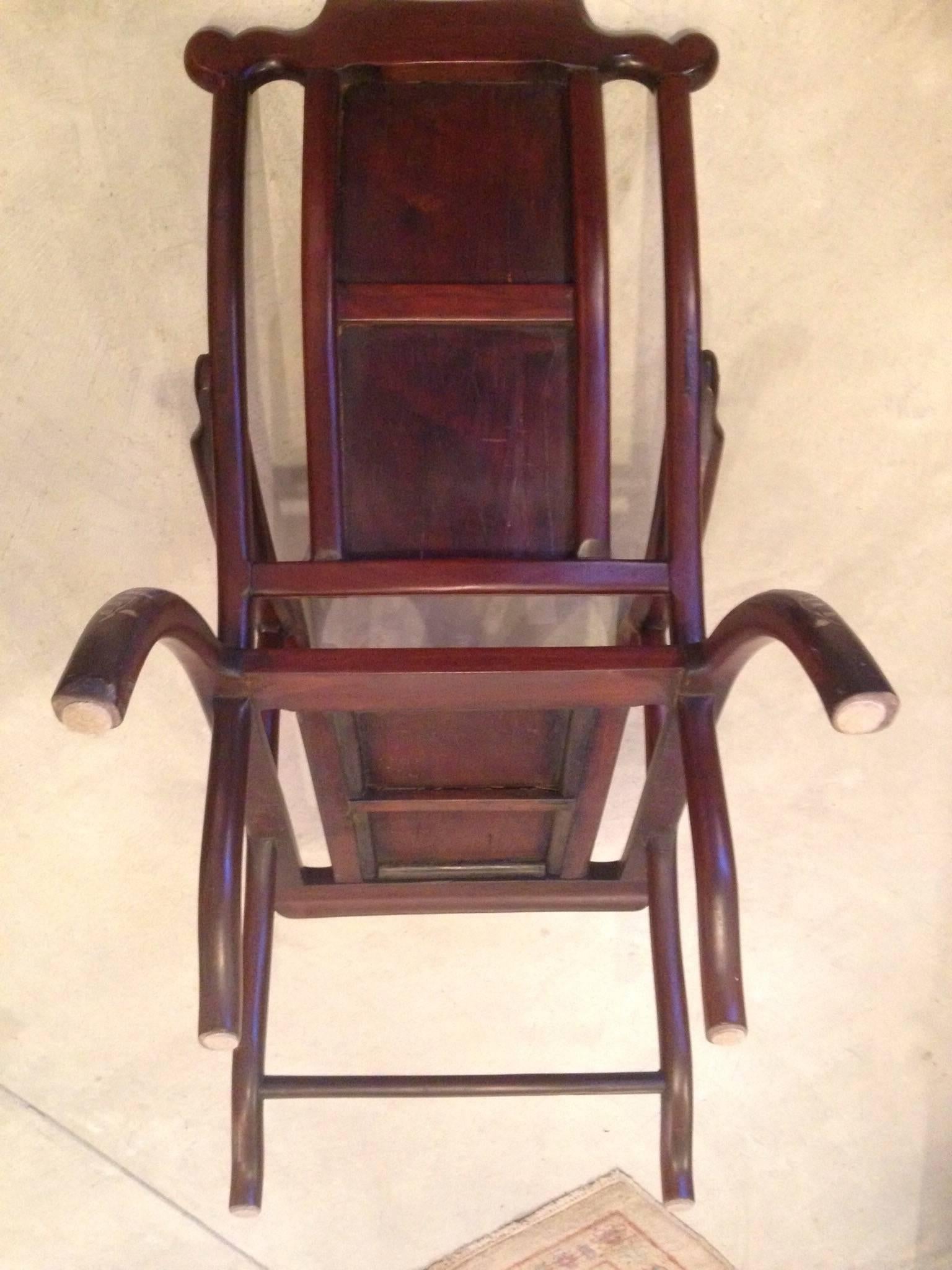 Pair of Inlaid Chinese Moon-Gazing Chairs In Good Condition For Sale In Santa Fe, NM