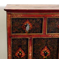 Tibetan Polychrome Cabinet with Drawers