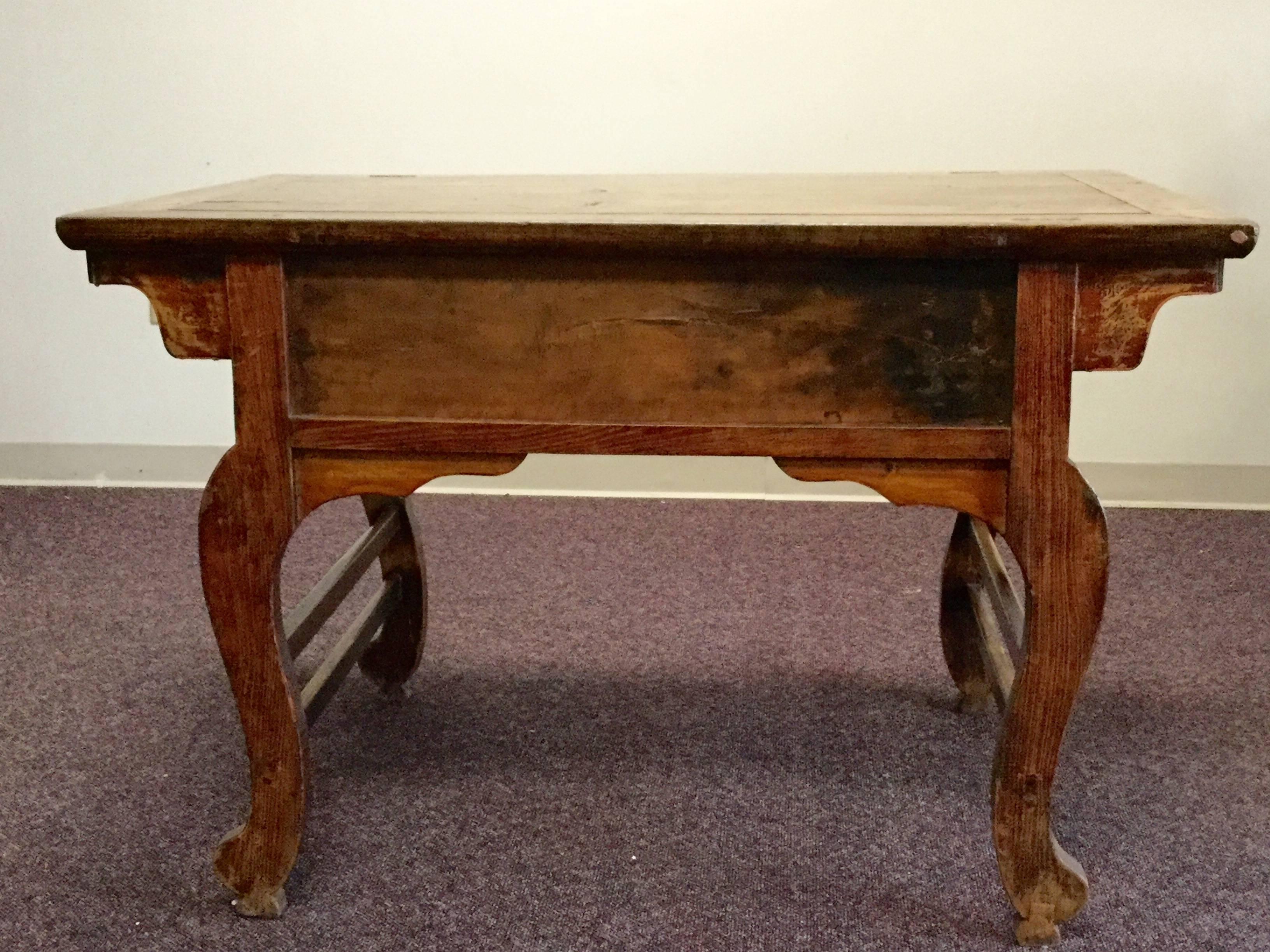 Hand-Carved 19th Century Chinese Altar Table in Elmwood For Sale