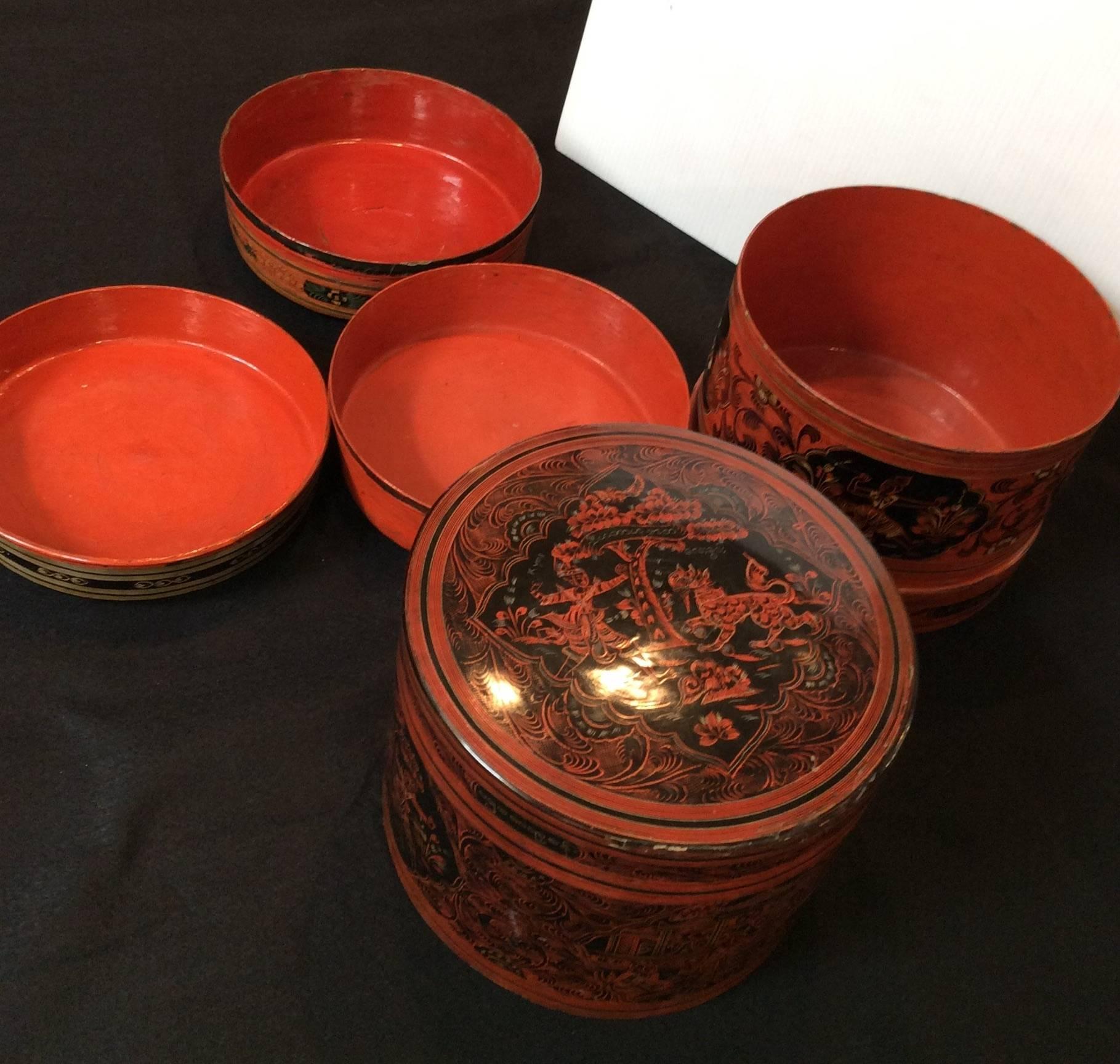 Lacquer 19th Century Burmese Food Container