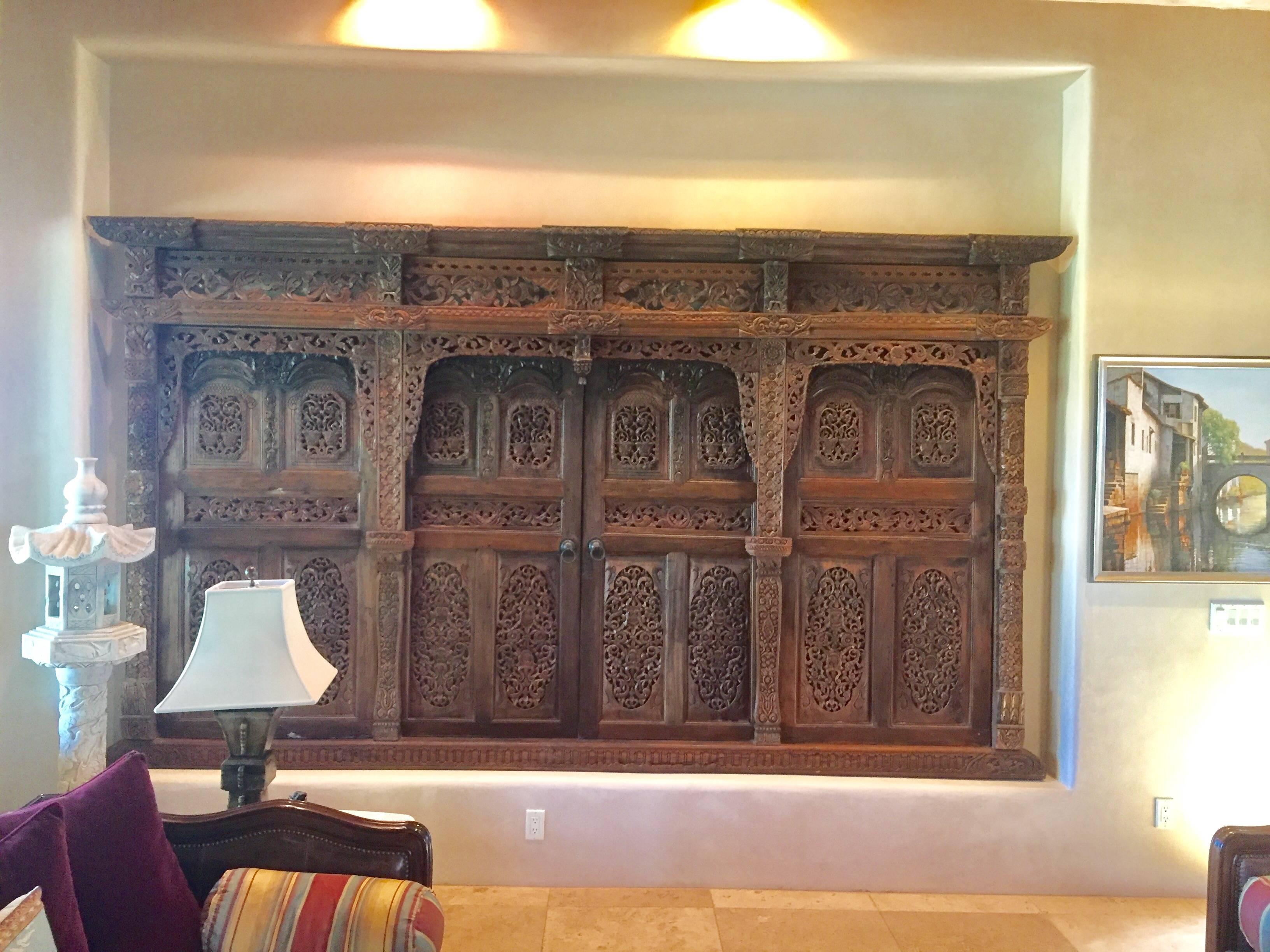 Hand-Carved Kudus Wall or Jineman Door from Java For Sale