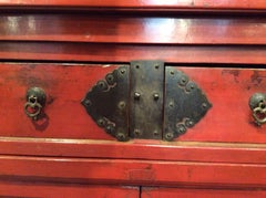 Chinese Qing Dynasty Red Lacquer Cabinet
