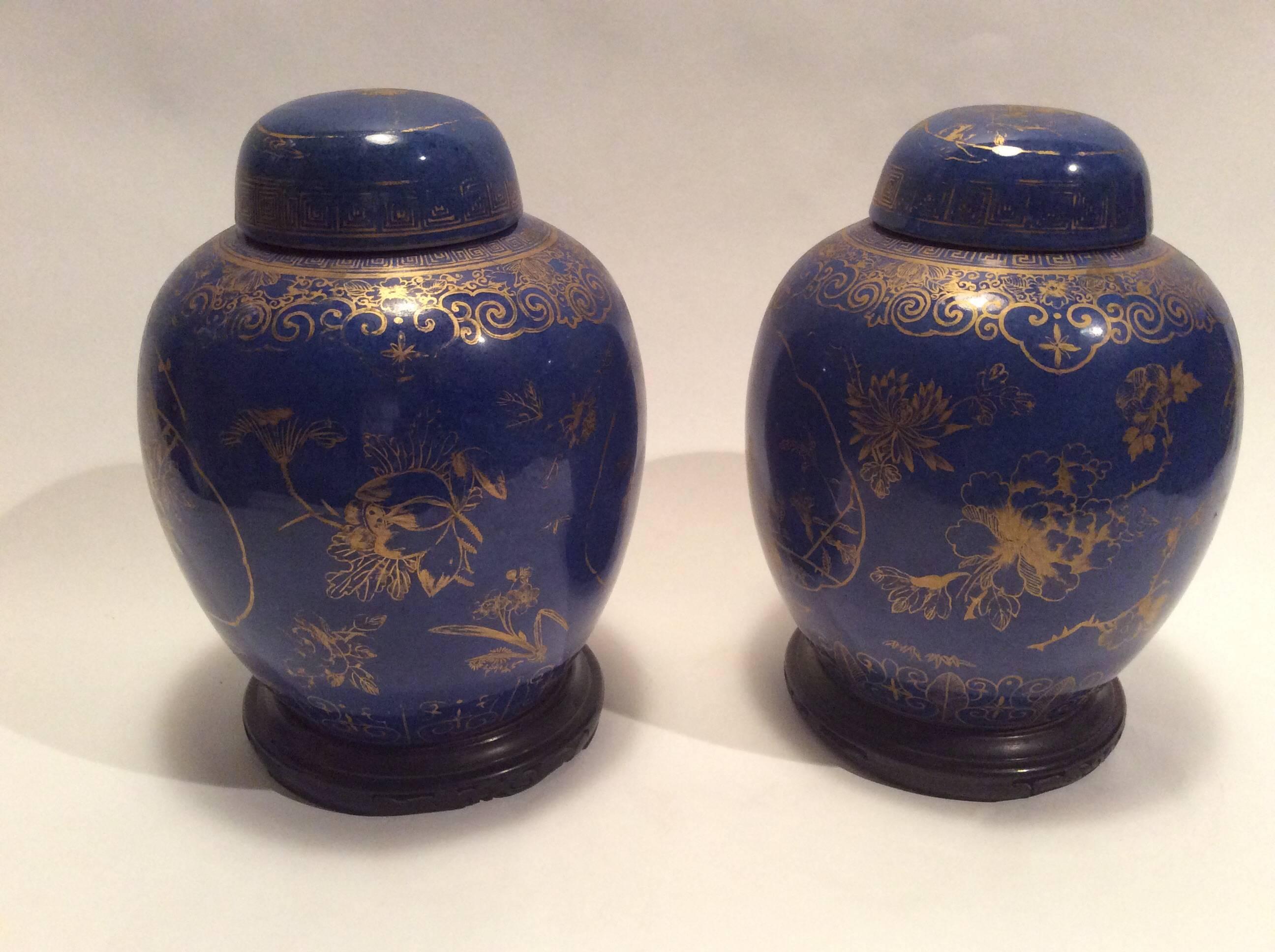 Hand-Painted Pair of Qing Dynasty Ginger Jars
