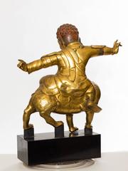 Tibetan Dharmapala on Tiger Gilt Copper