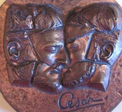 Bronze Portrait of Roger Bezombes by Cesar, Numbered and Signed