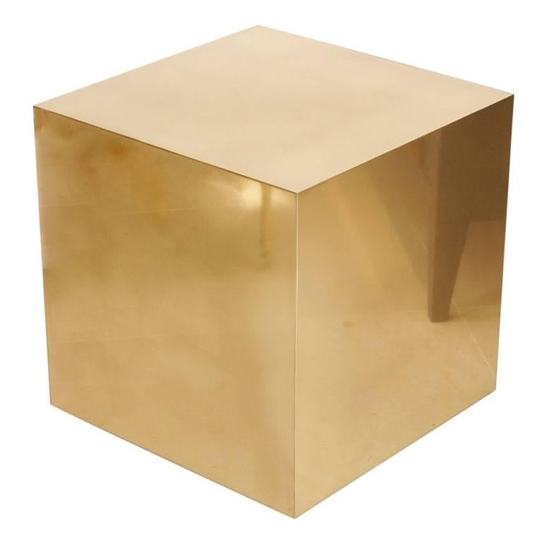 Brass Cube Side Table For Sale