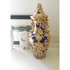 20th Century Oversized Oriental Style Blue and Gold Antique Vase by Spode