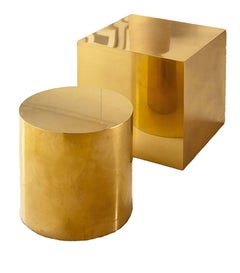 Brass Cube Side Table
