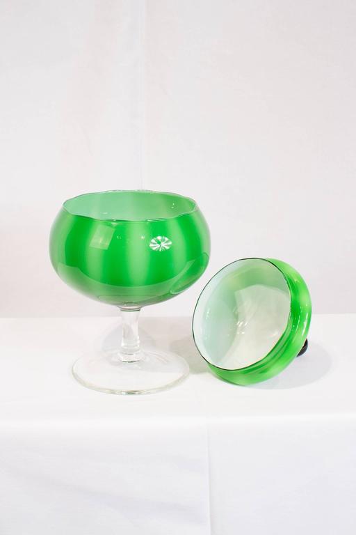 Mid-Century Modern Empoli Art Glass Apothecary Jar For Sale