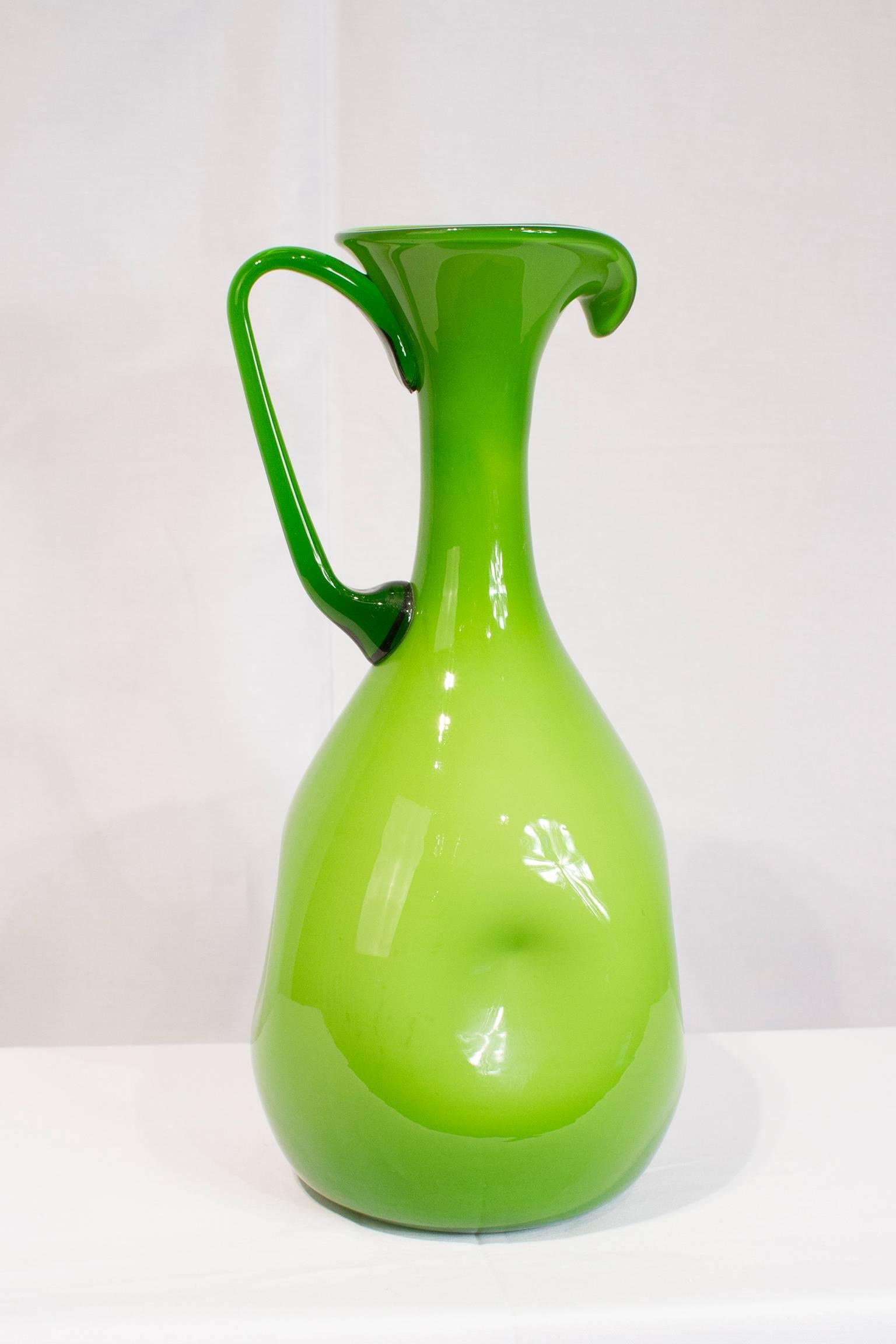 Mid-Century Modern Empoli Art Glass Pitcher For Sale