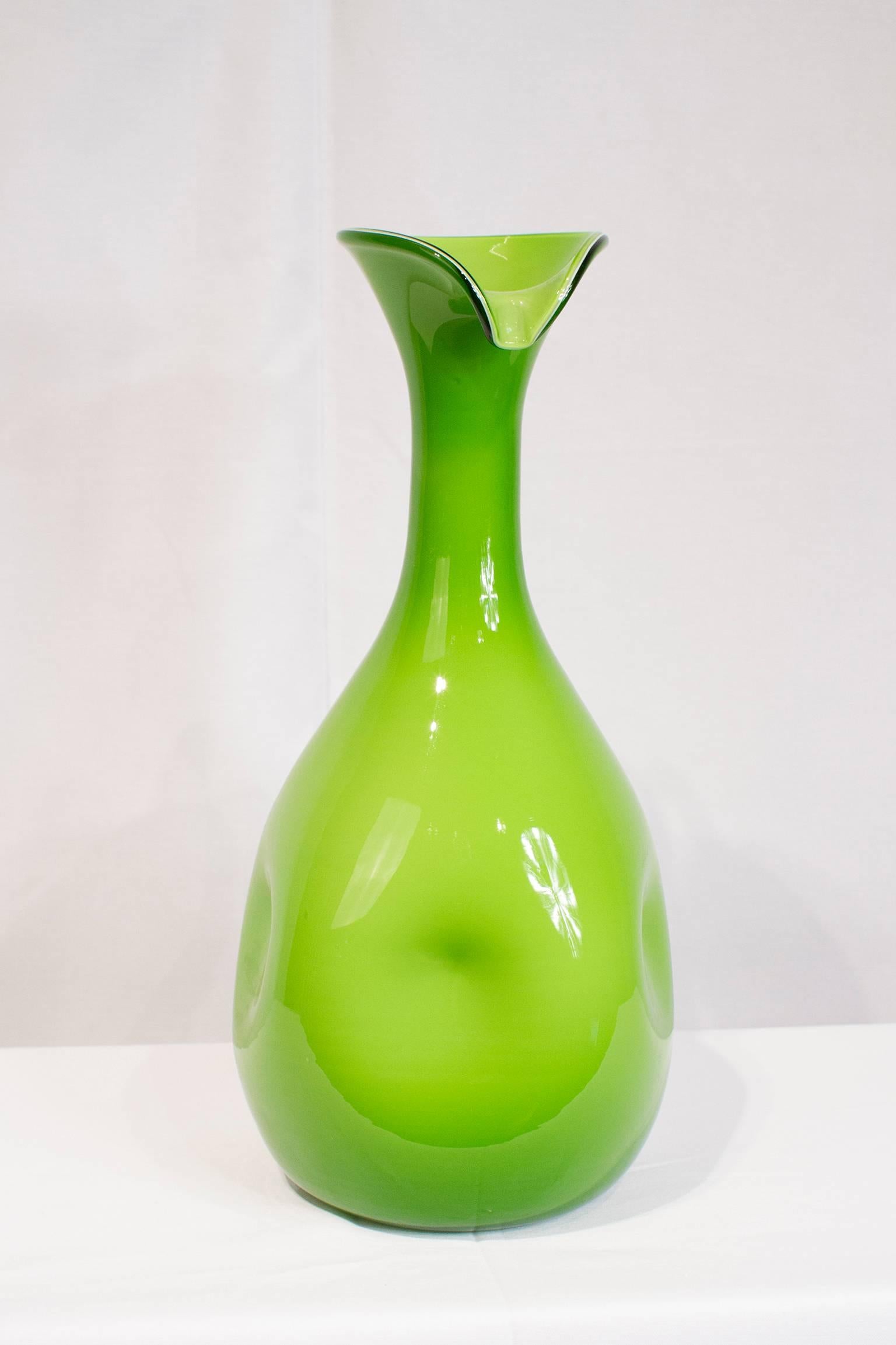 Italian Empoli Art Glass Pitcher For Sale