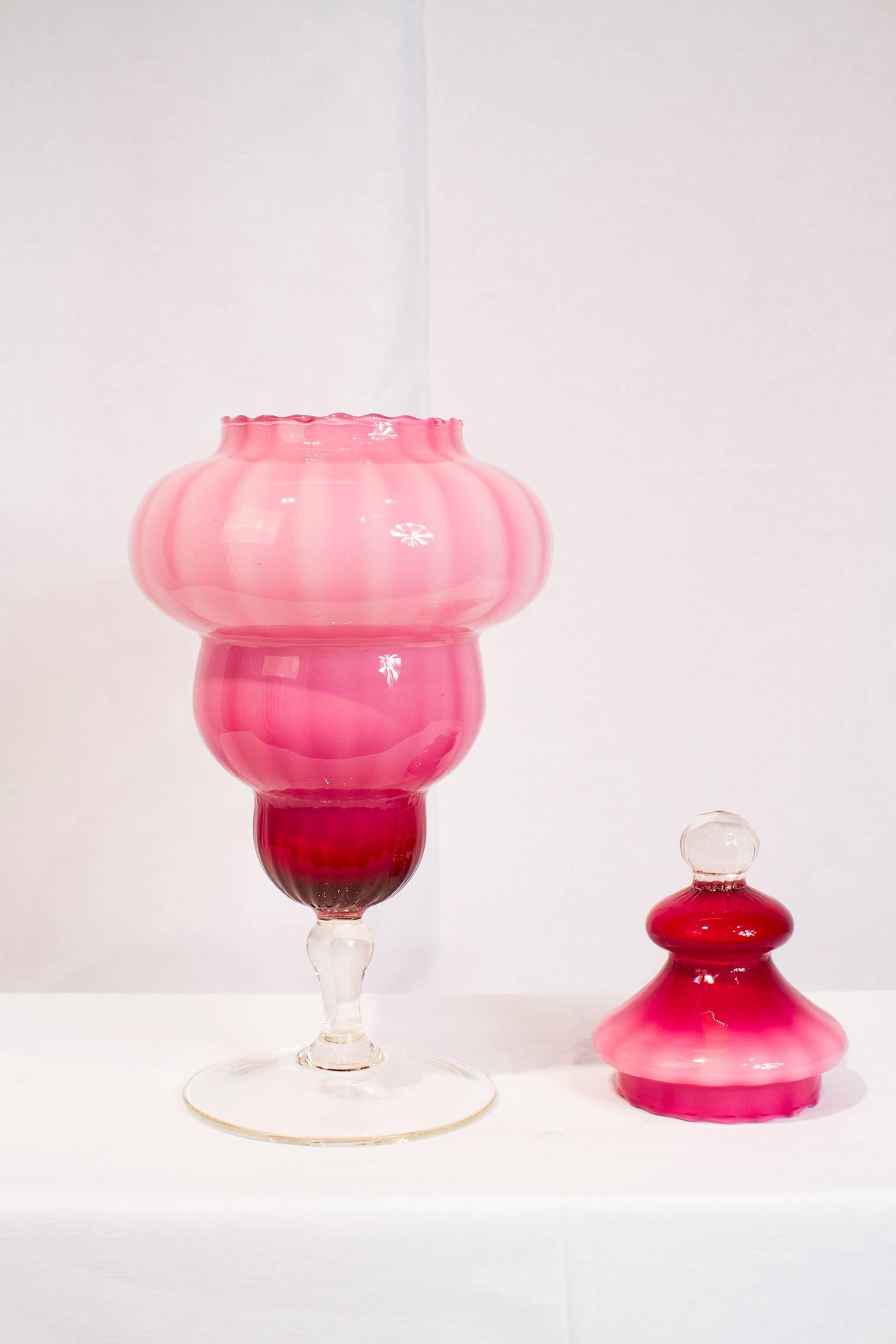 Mid-Century Modern Empoli Art Glass Apothecary Jar