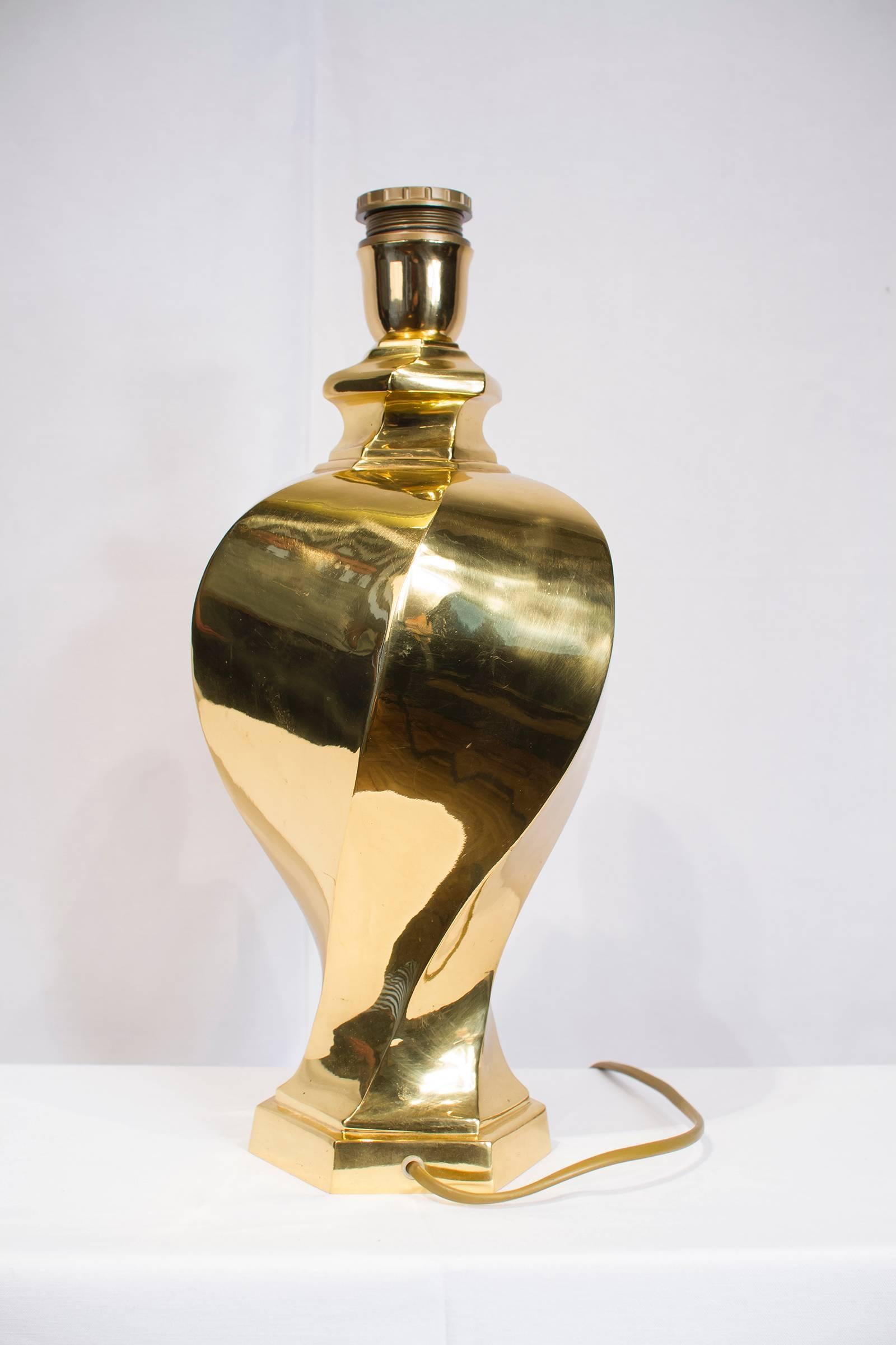 European Brass Twisted Jar Lamp