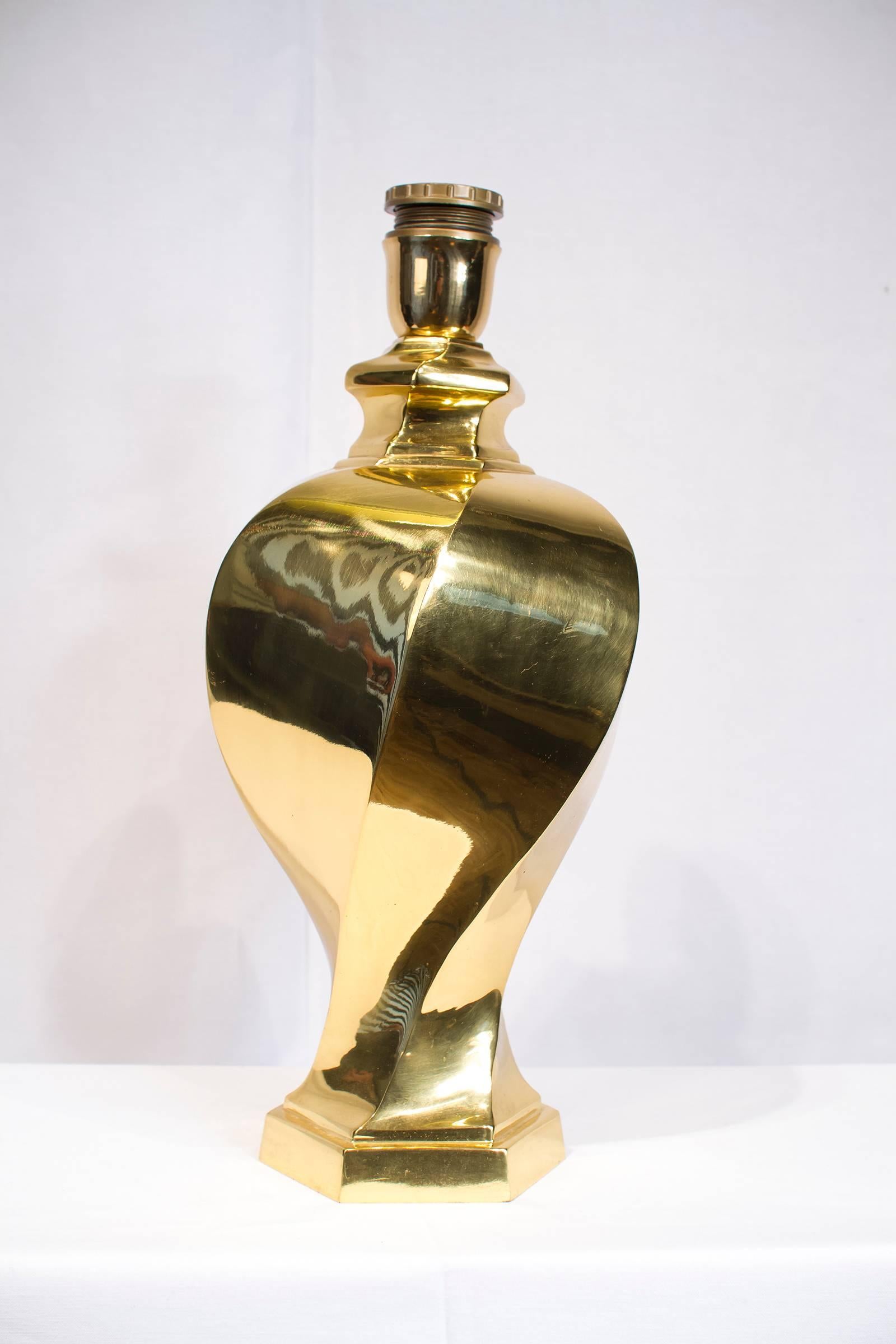 Mid-Century Modern Brass Twisted Jar Lamp