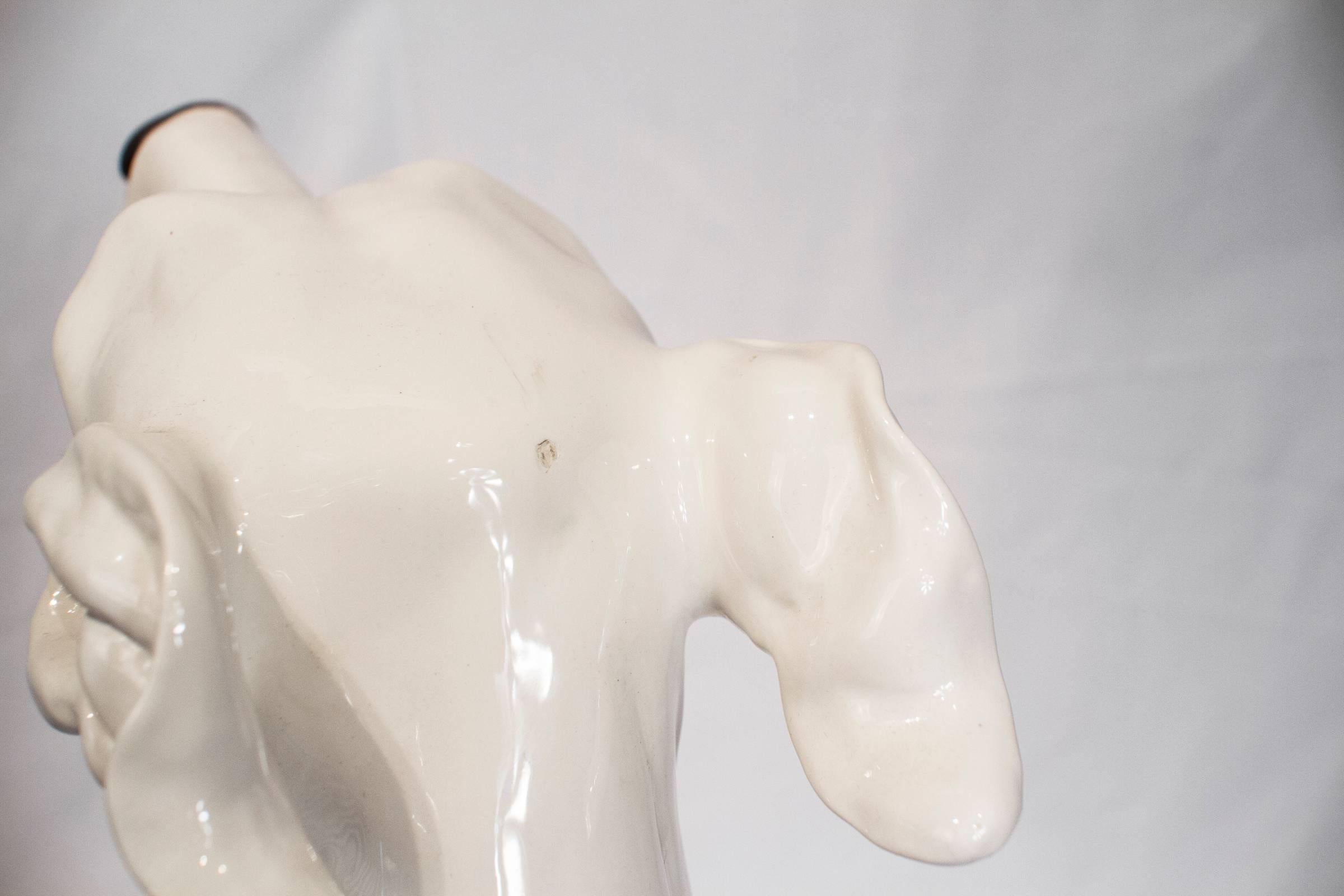 Italian Mid-Century Modern Ceramic Greyhound Dog Sculpture For Sale 4