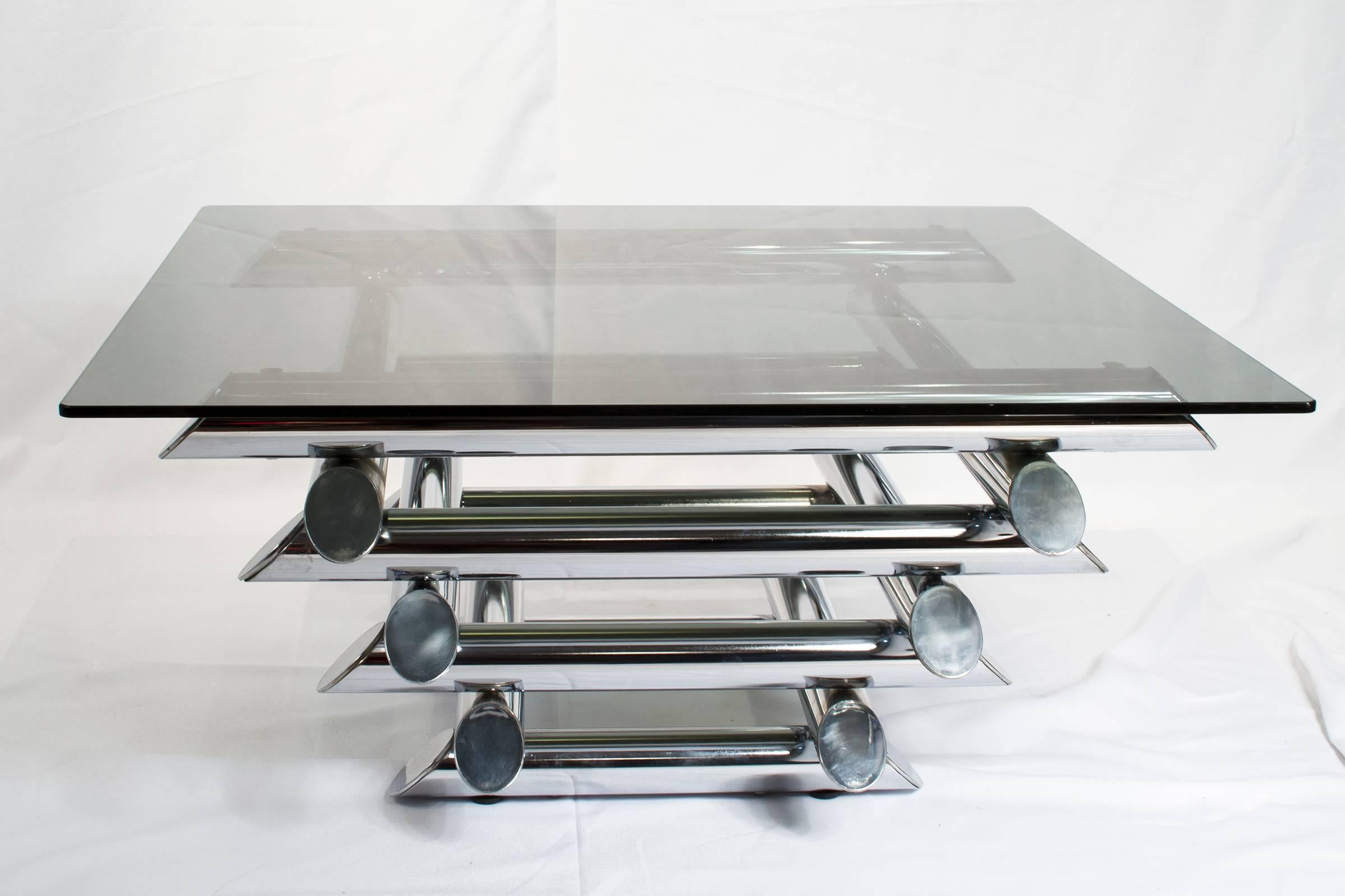 modern chrome coffee table