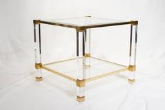 Pierre Vandel Lucite and Brass Side Table, France 1970s