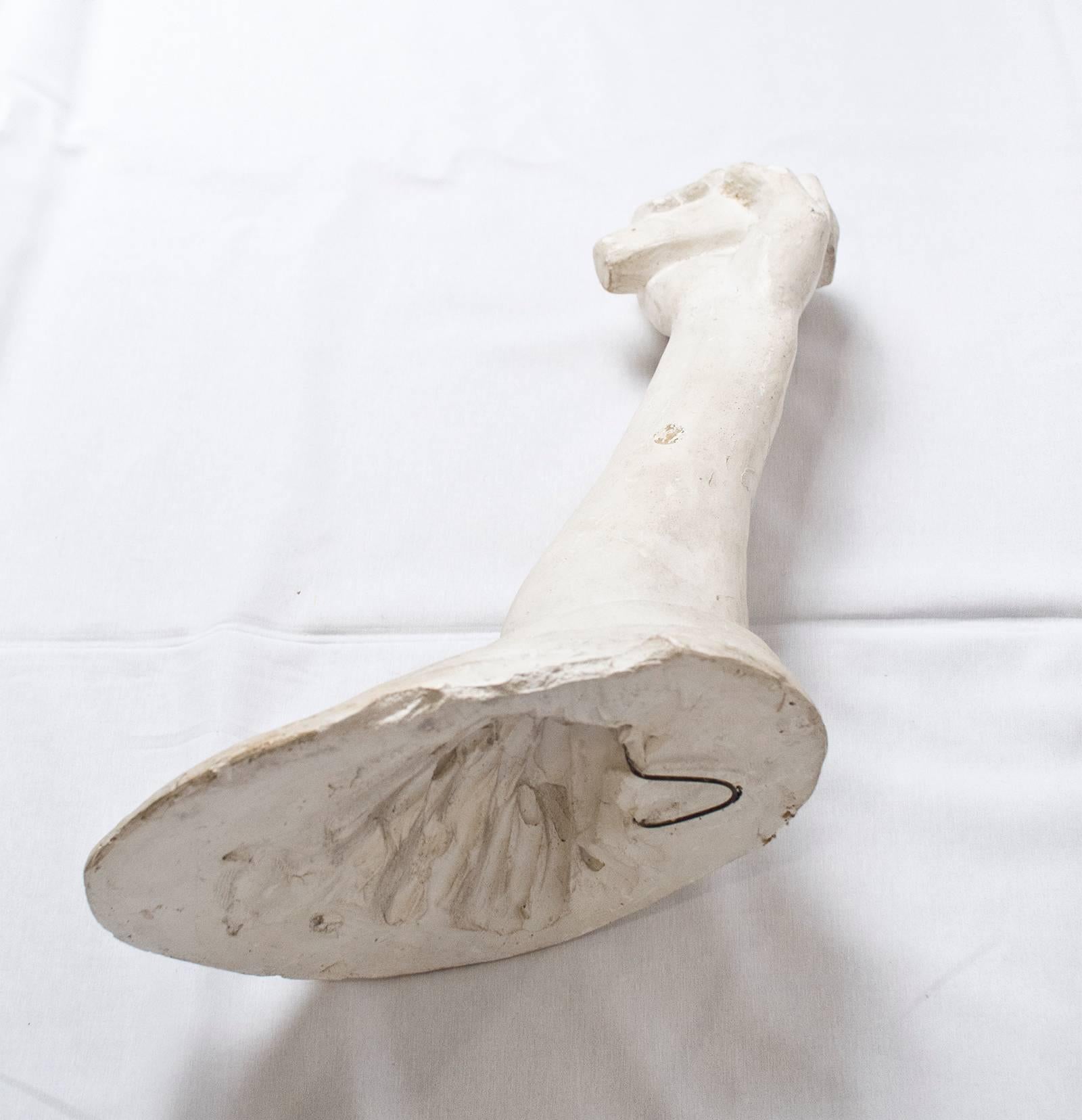 20th Century Draped Arm with Closed Hand in Plaster For Sale