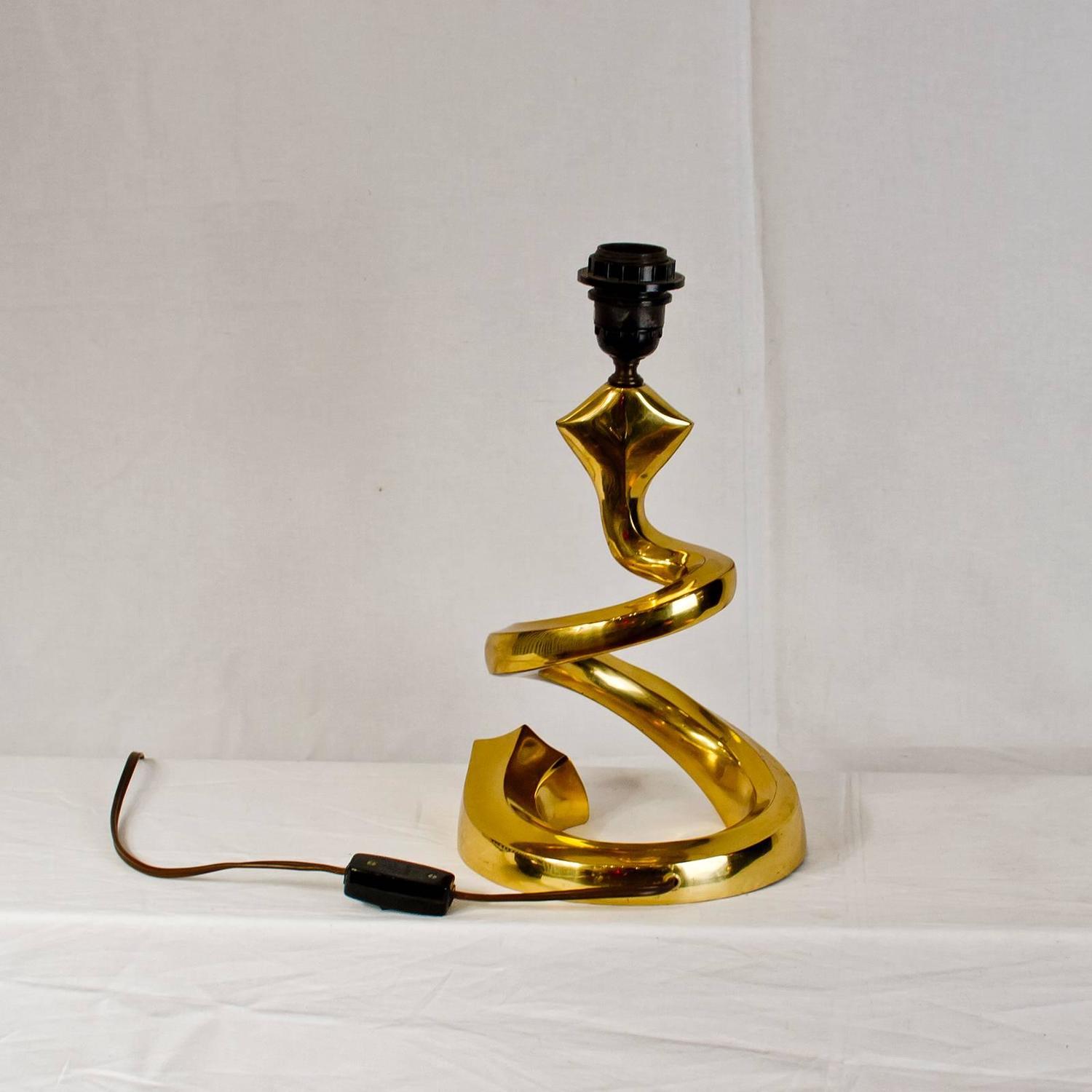 French Snake Brass Lamp, circa 1970s For Sale at 1stdibs