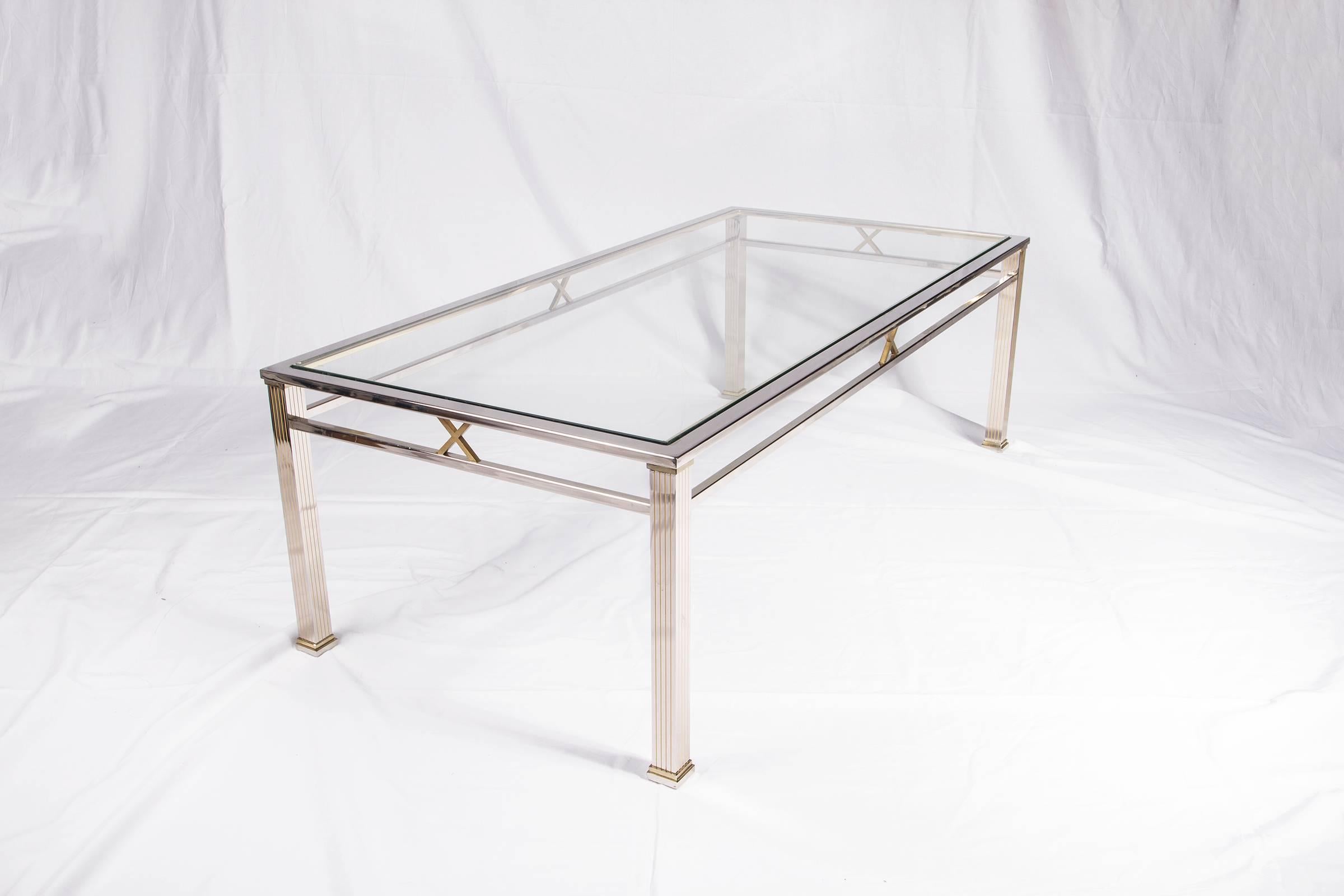 Mid-Century Modern Chrome and Glass Coffee Table by Belgo Chrome For Sale