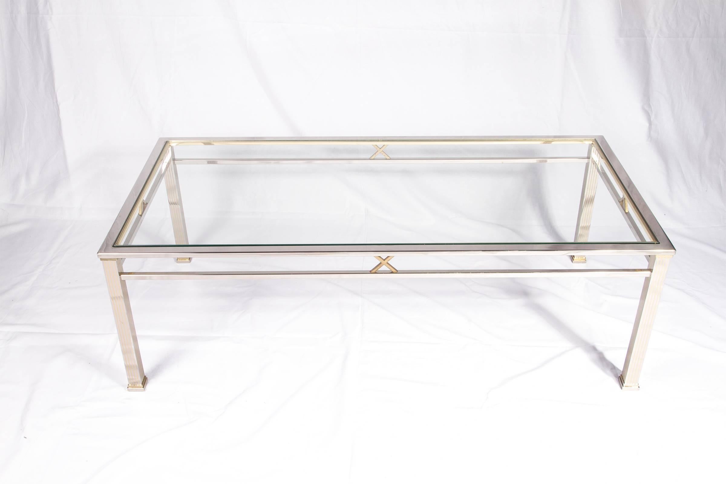 Chrome and Glass Coffee Table by Belgo Chrome In Excellent Condition For Sale In Brussels, Brussels