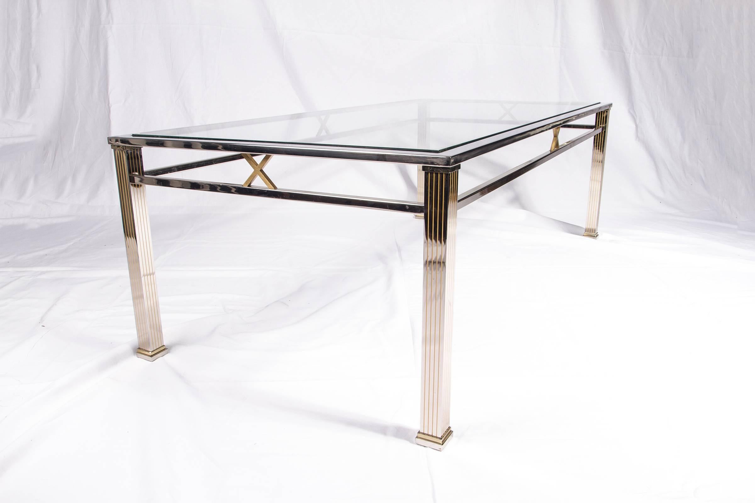 Belgian Chrome and Glass Coffee Table by Belgo Chrome For Sale