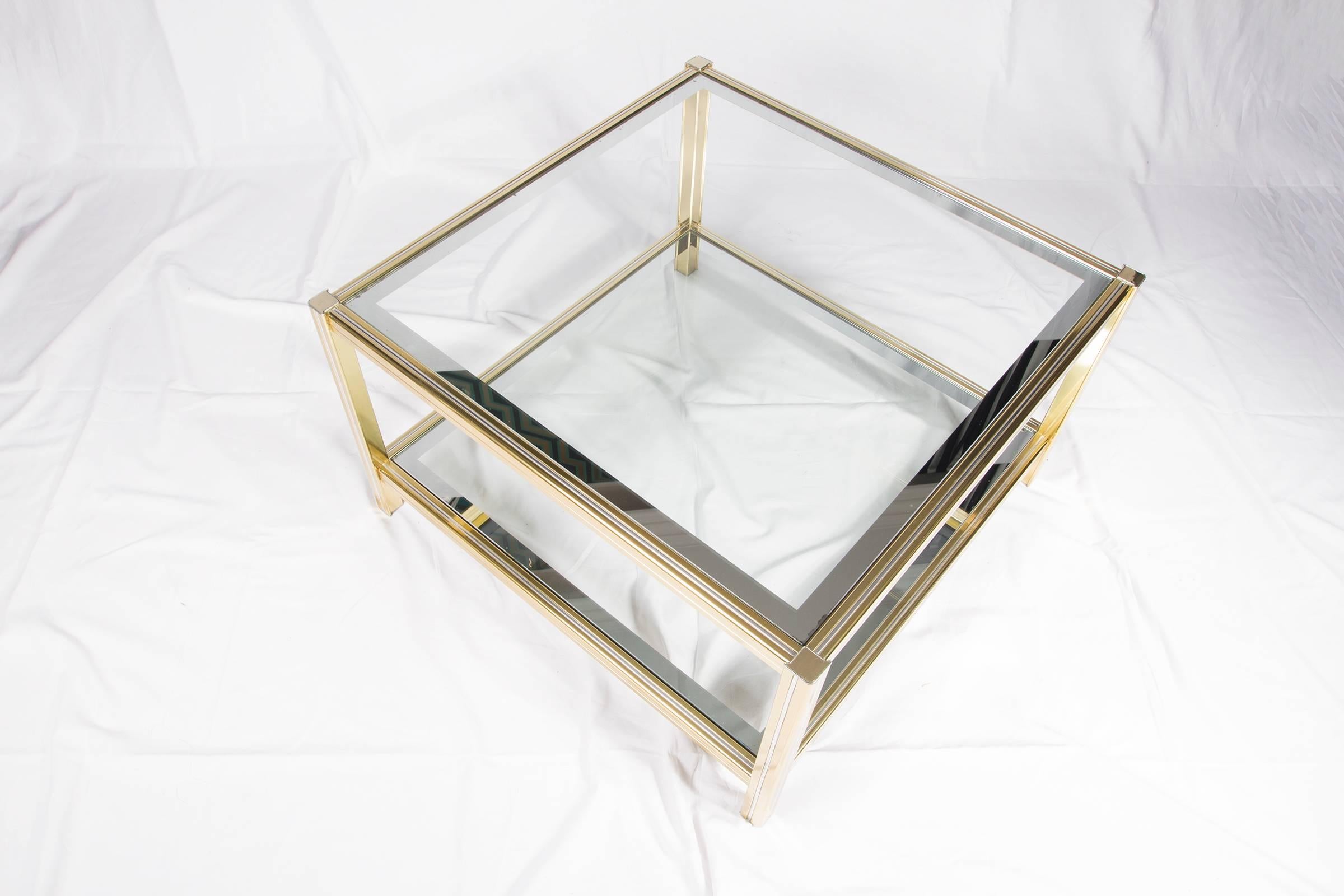 Mid-Century Modern French Mid-Century Brass and Chrome Side Table