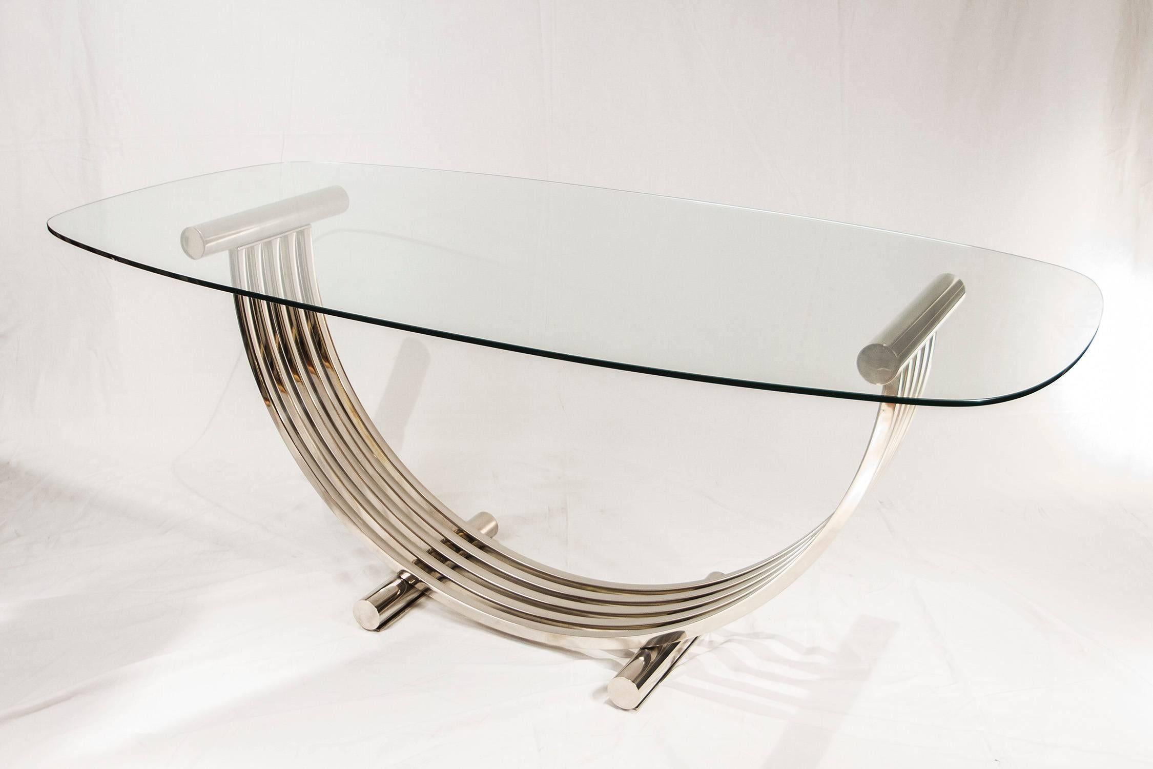 Mid-Century Modern Oval Chrome Dining Table