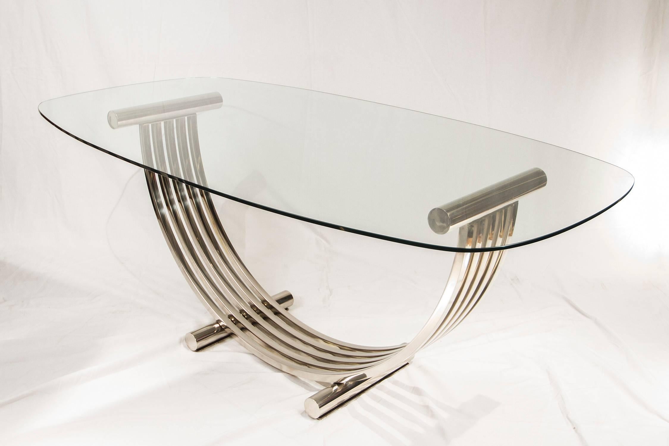 European Oval Chrome Dining Table
