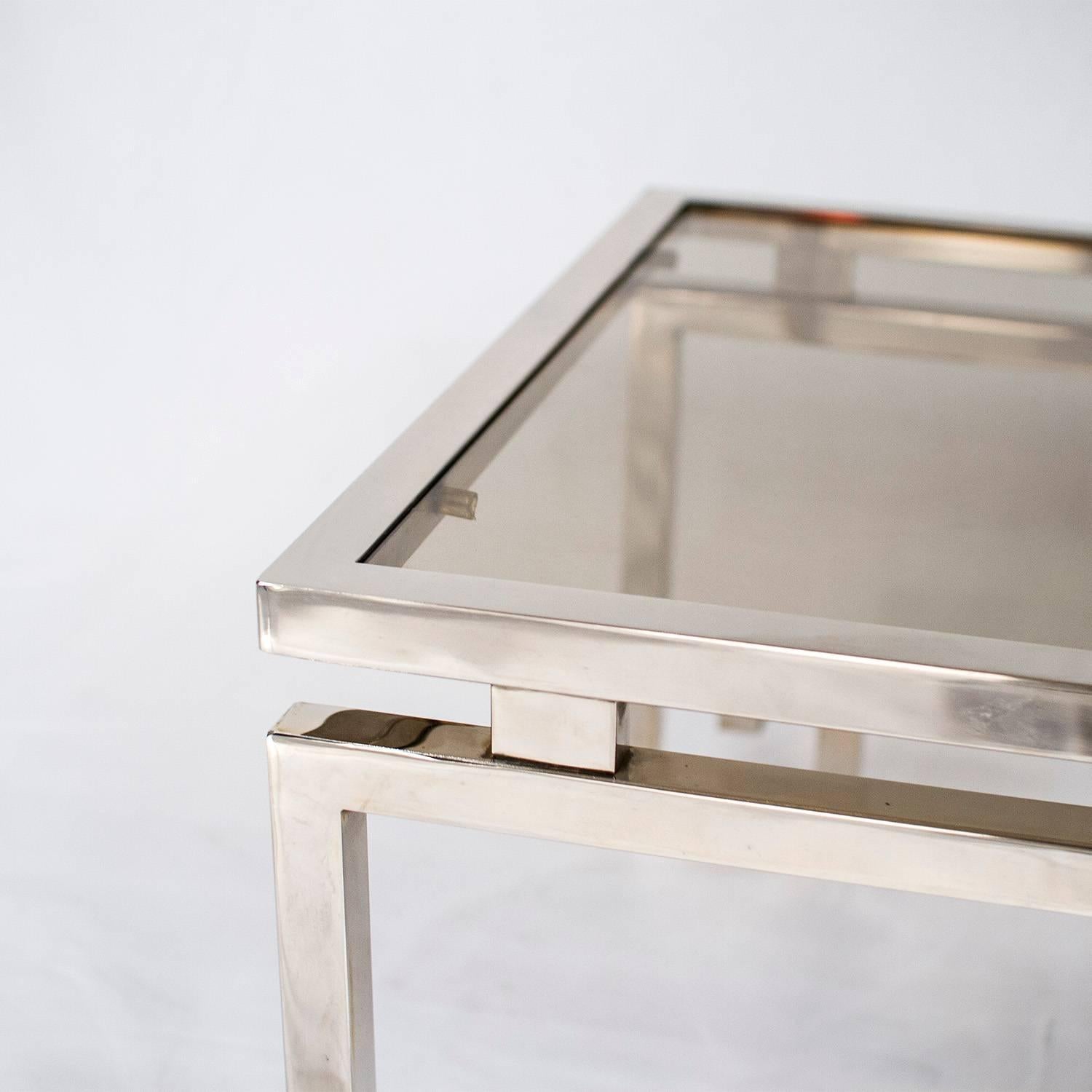 French Chrome Side Table with Greek Feet