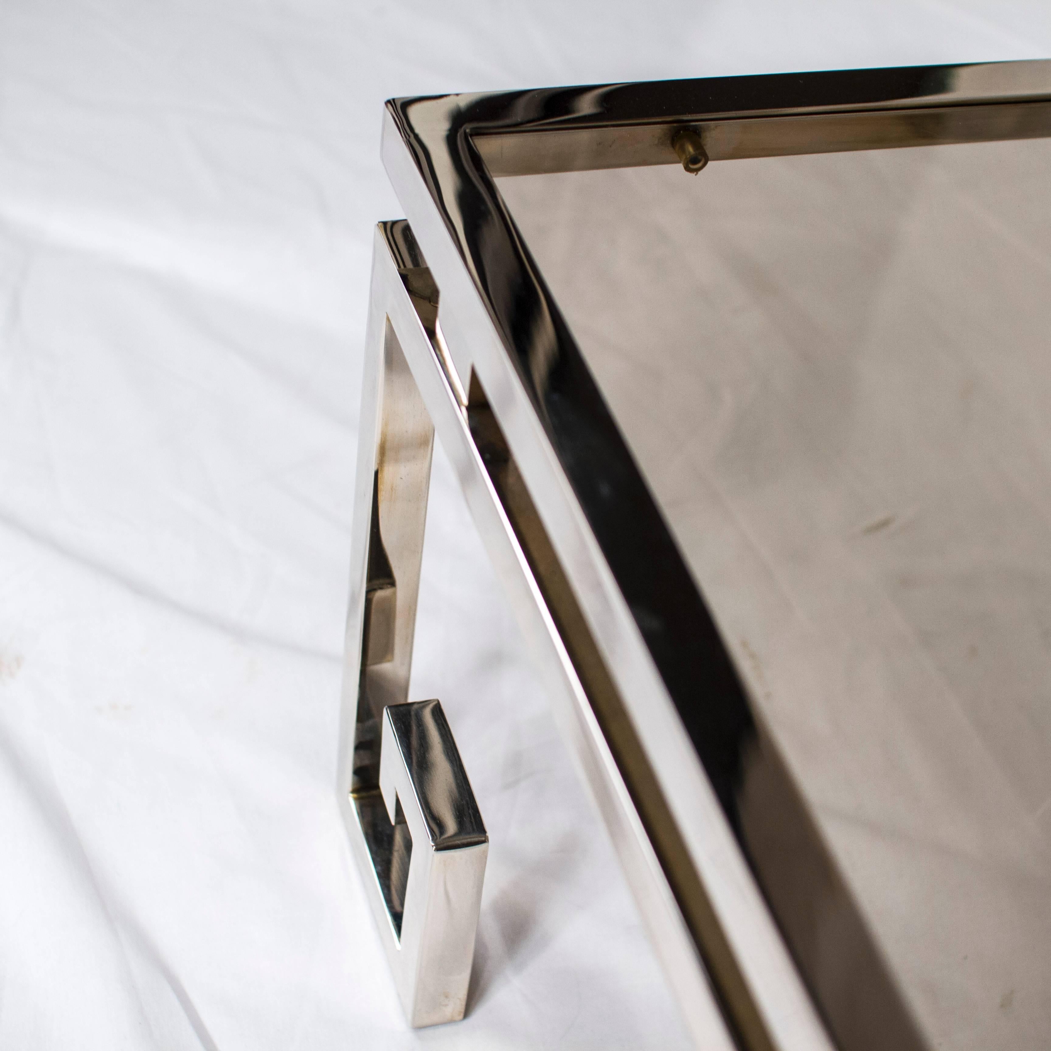 Late 20th Century Chrome Side Table with Greek Feet