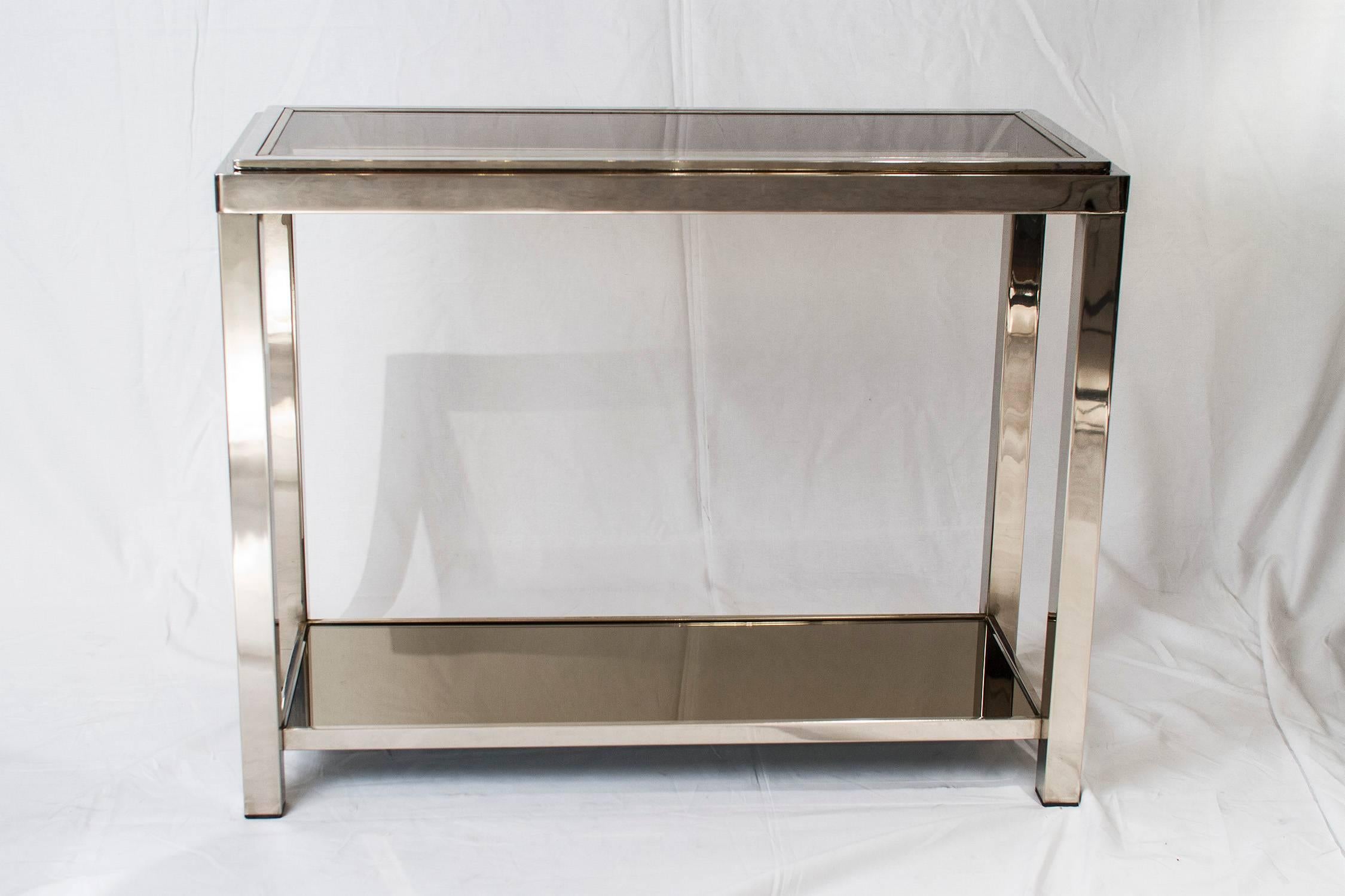 Mid-Century Modern Chrome Console Table in the Style of Romeo Rega