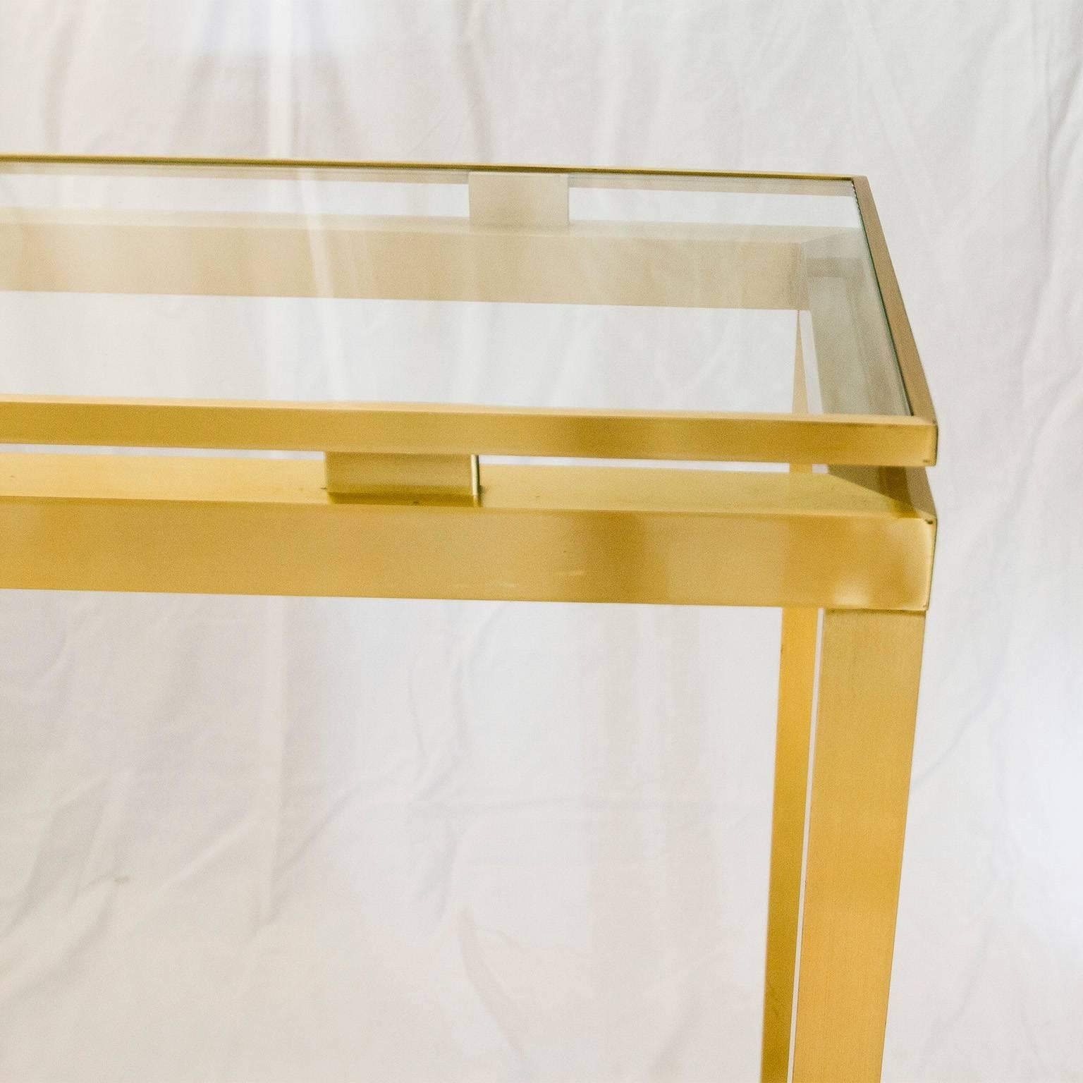 20th Century Golden Brushed Steel Console by Guy Lefevre for Maison Jansen