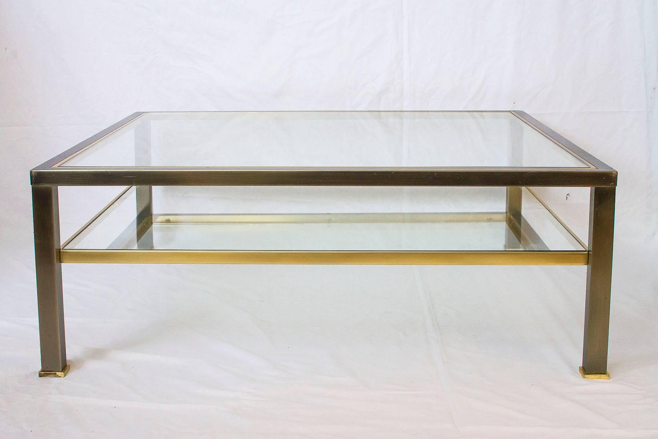 Late 20th Century Two-Tier Coffee Table by Belgo Chrome For Sale