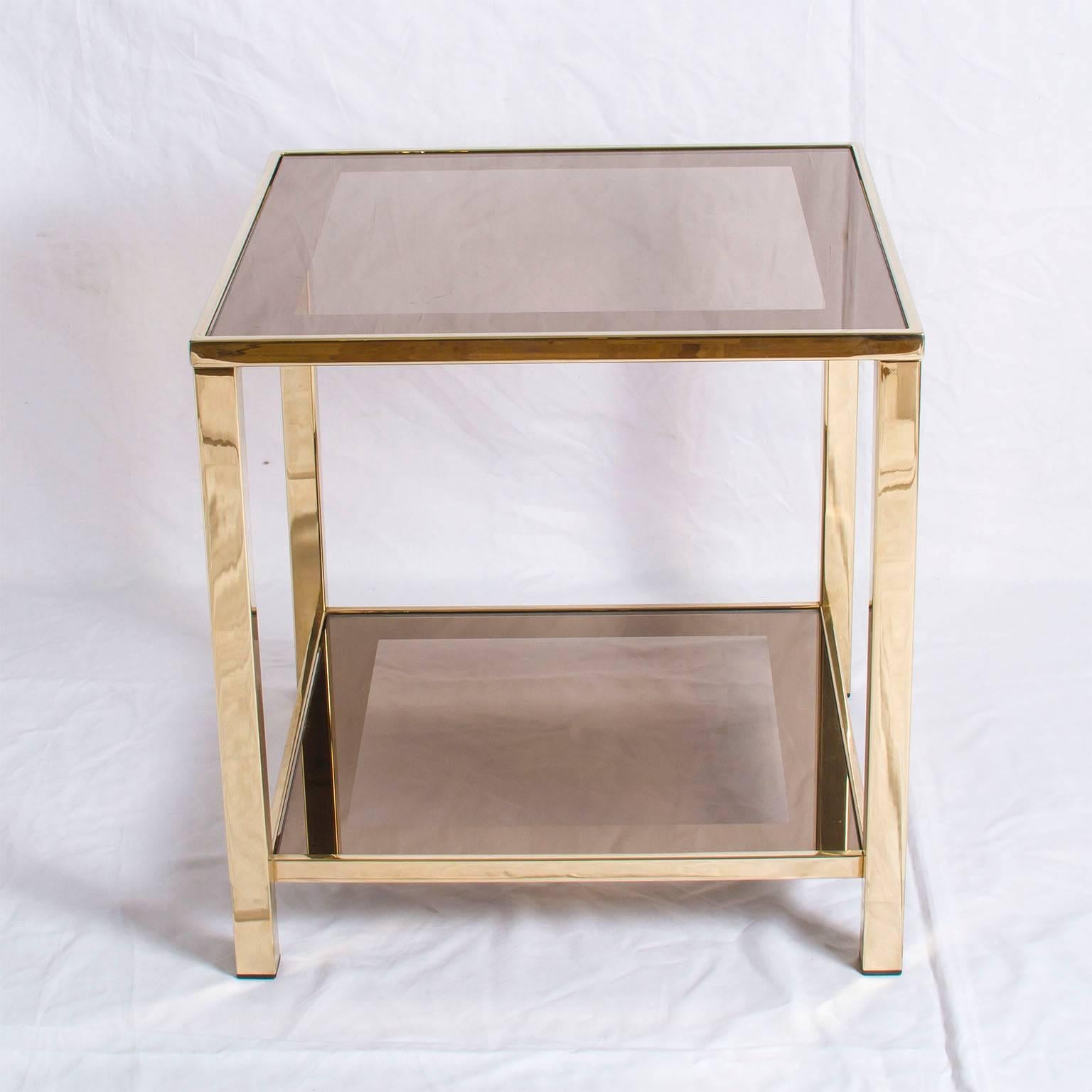 Pair of Two 23-Carat Gold-Plated Side Tables by Belgo Chrome In Excellent Condition In Brussels, Brussels