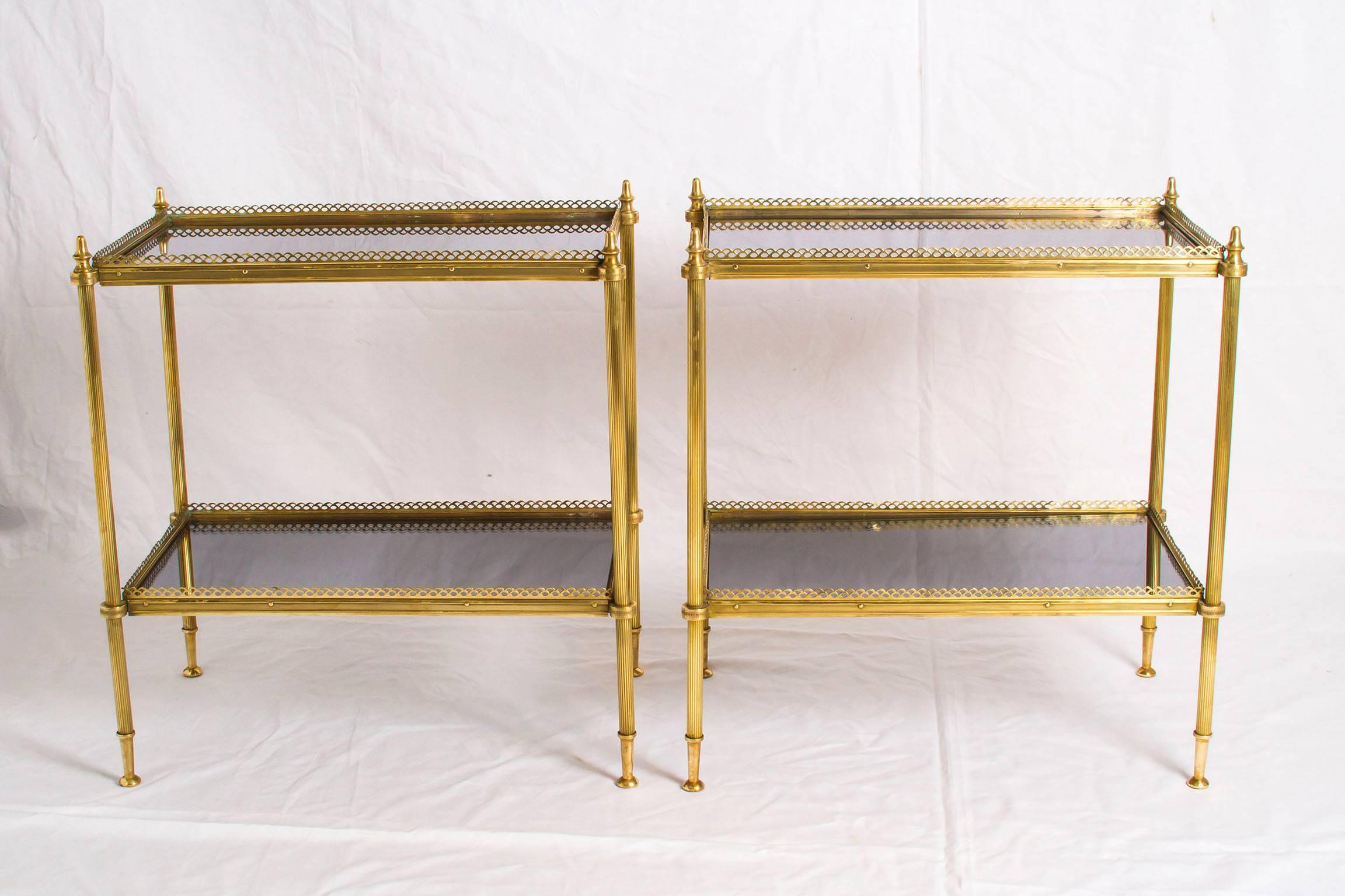 Mid-Century Modern Pair of Two Side Tables in the Style of Maison Jansen