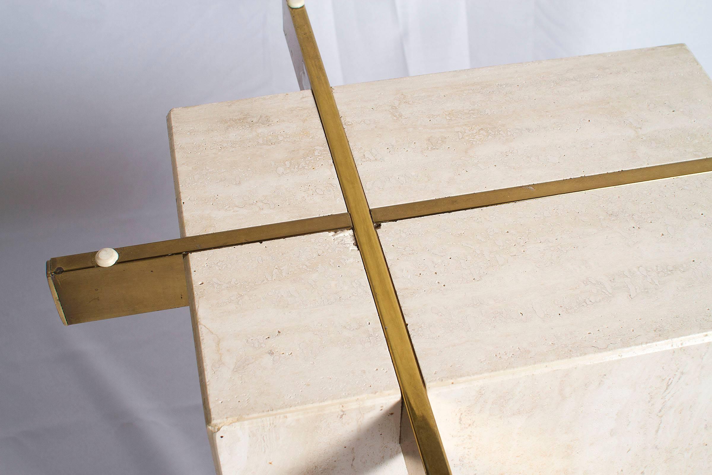 20th Century Travertine Side Table Attributed to Giovanni Offredi For Sale