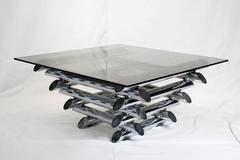 French Mid-Century Modern Tubular Chrome Coffee Table